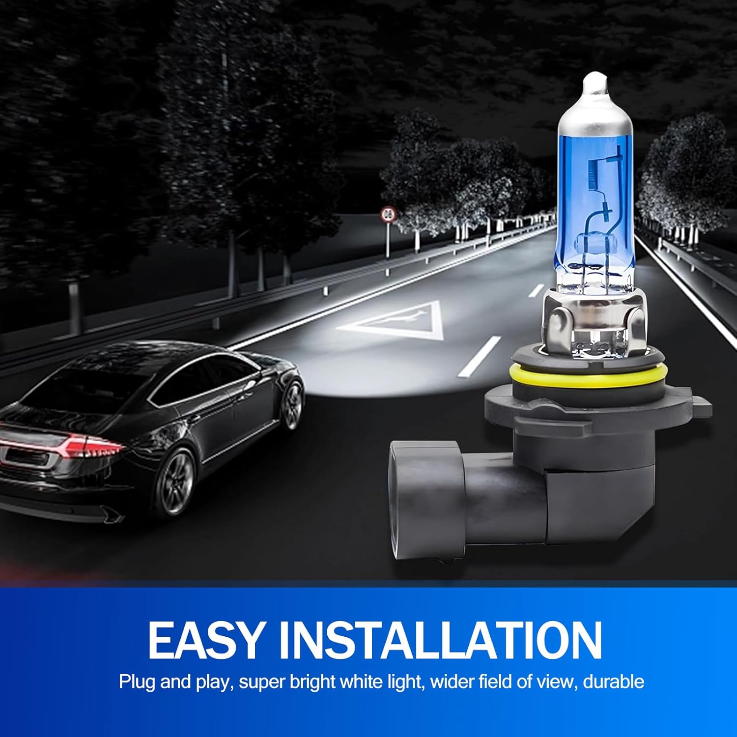 Pack-2 Car 9006 Halogen Bulb, 12V 55W Stable Shock-resistant Filament High and Low Beam, UV Protection Quartz Glass Lamp Housing, Universal
