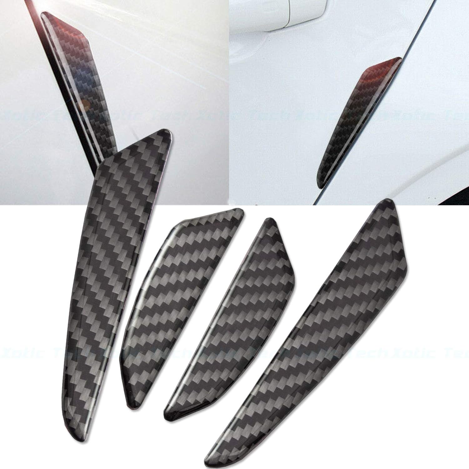Xotic Tech – Protector de borde de puerta lateral de automóvil, fibra de carbono suave auténtica, compatible con sedán, SUV, camioneta