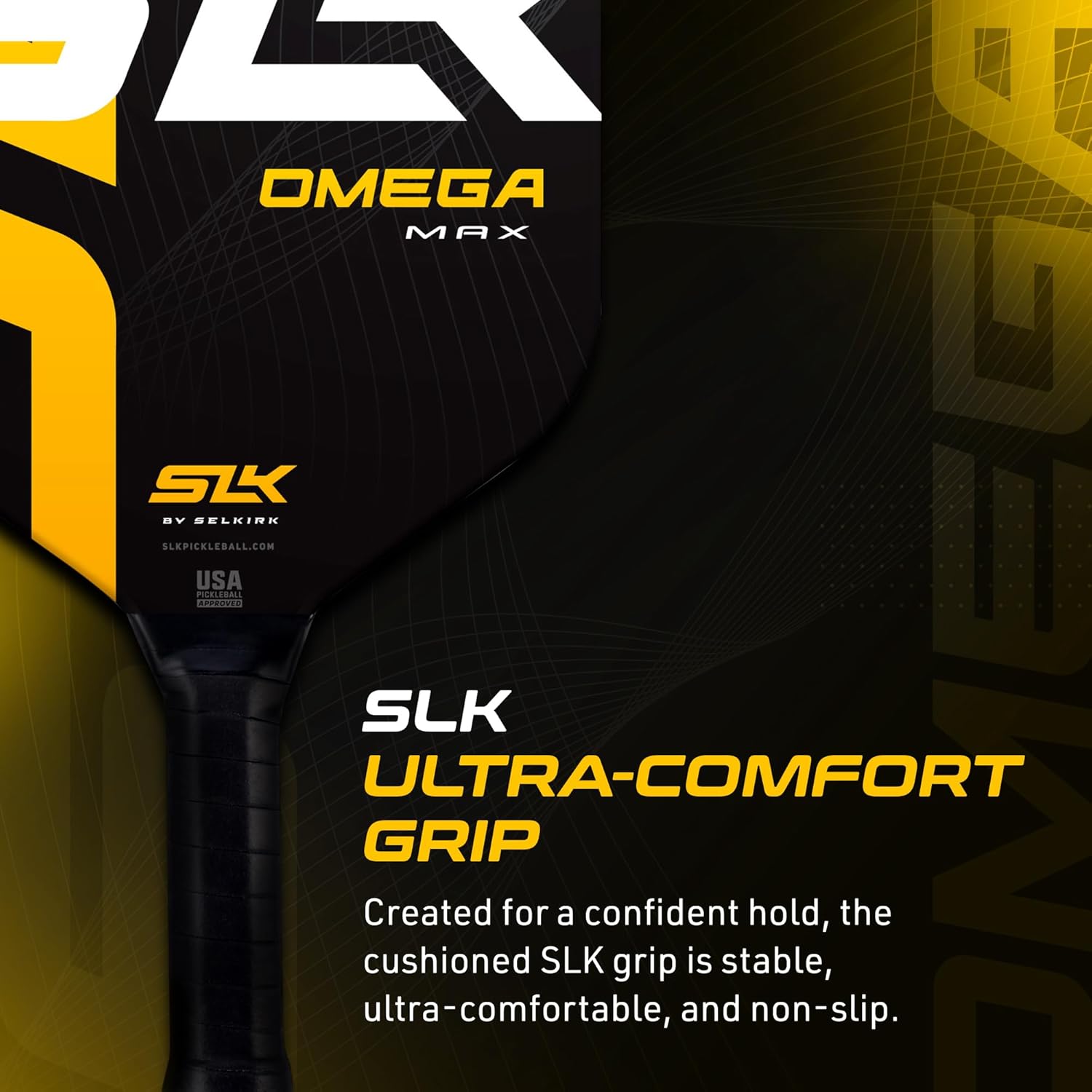 Selkirk SLK Omega Carbon Pickleball Paddle  Doble cara de carbono y fibra de vidrio con un núcleo de polímero Rev-Cor+  Rendimiento y tecnología