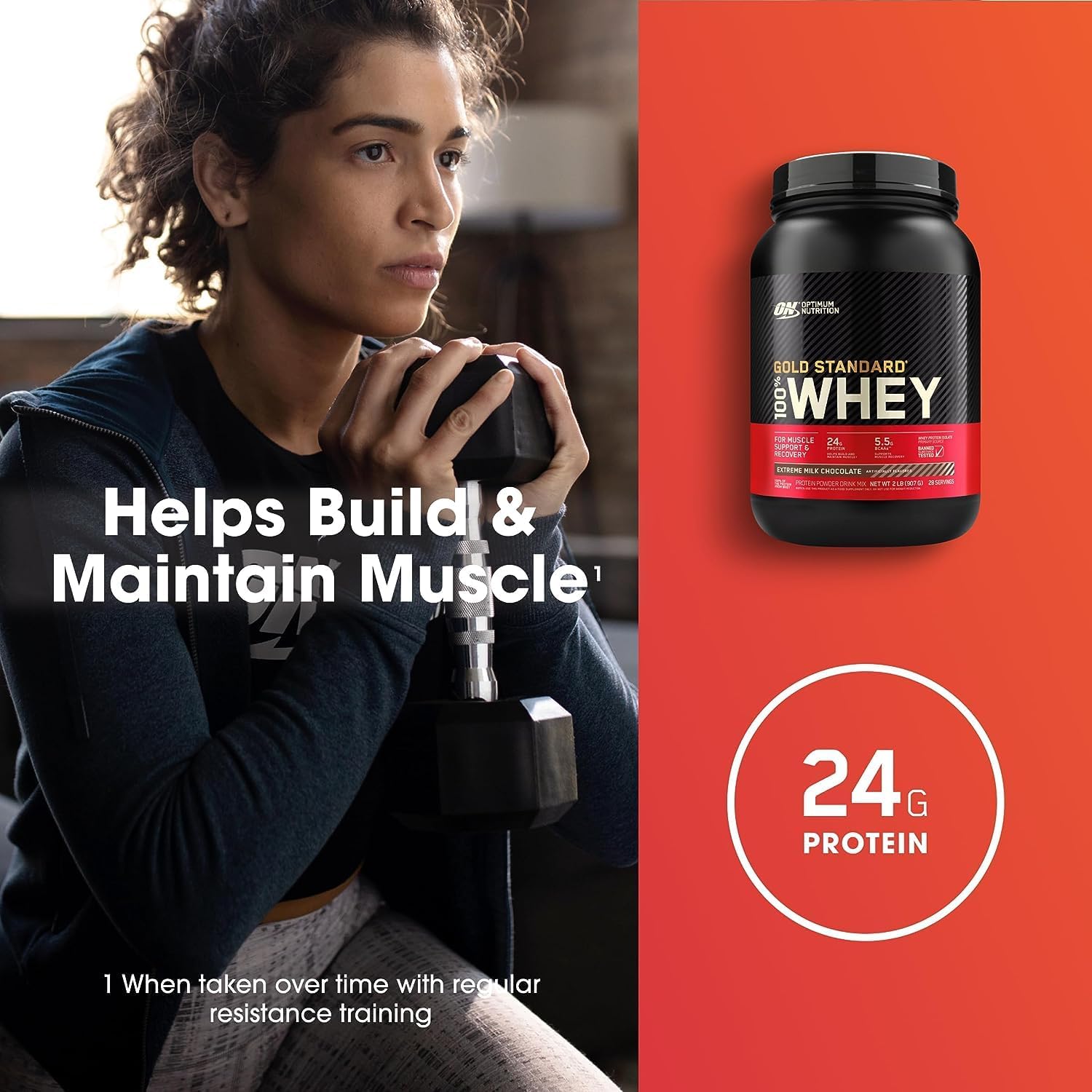 Optimum Nutrition (ON) Gold Standard 100% proteína de suero en polvo aislado de fuente primaria, 0.91 onzas de proteína para apoyo y recuperación