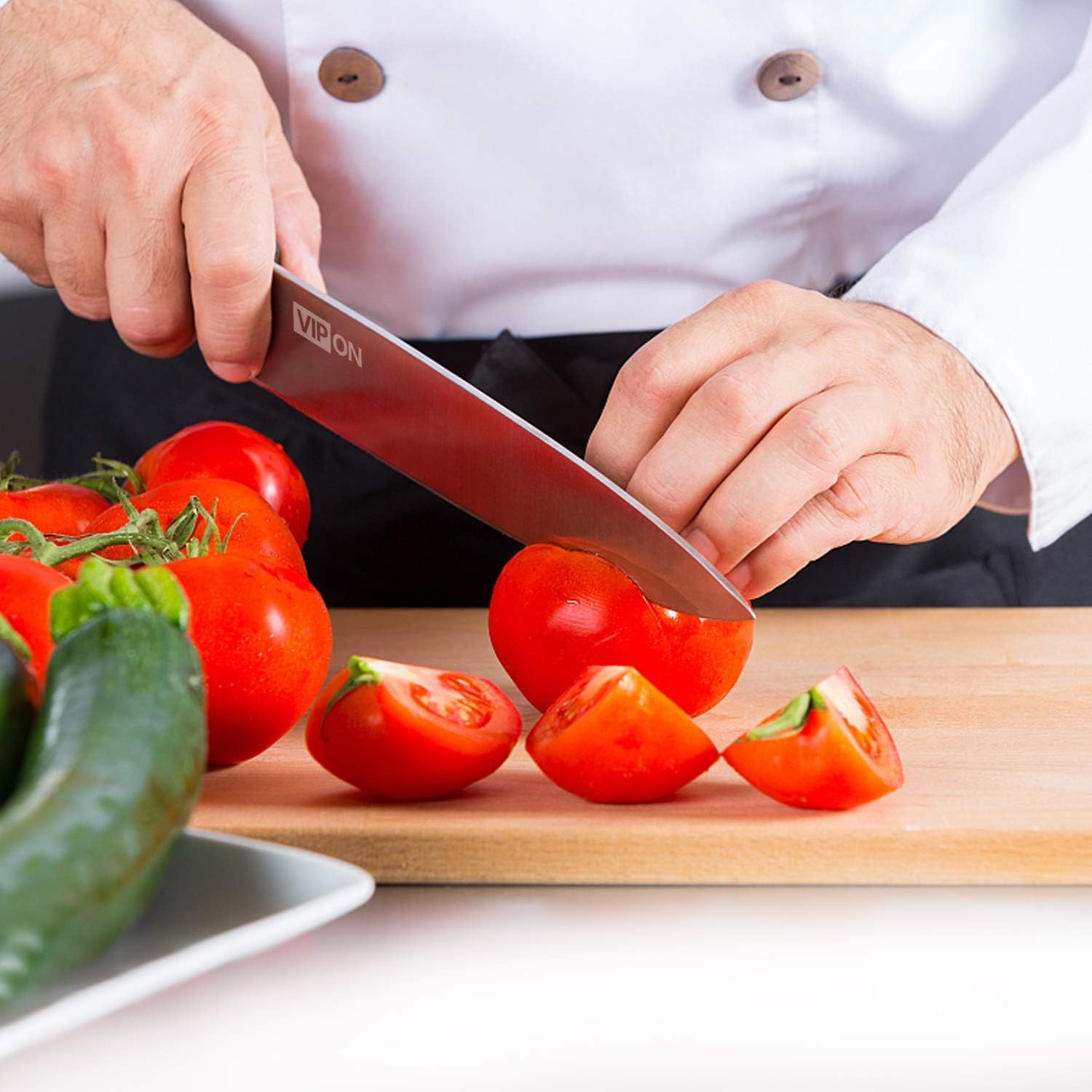 soufull 8-Inch, cuchillo de chef VG 10Acero Inoxidable Japonés Gyutou cuchillo con mango ergonómico
