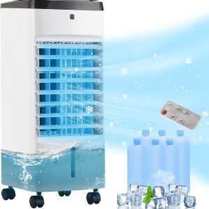 KEGIAN Enfriador de aire evaporativo, enfriador de aire 3 en 1 sin ventana, enfriador portátil de pantano, temporizador de 12 horas, tanque de agua KEGIAN Enfriador de aire evaporativo, enfriador de aire 3 en 1 sin ventana, enfriador portátil de pantano, temporizador de 12 horas, tanque de agua