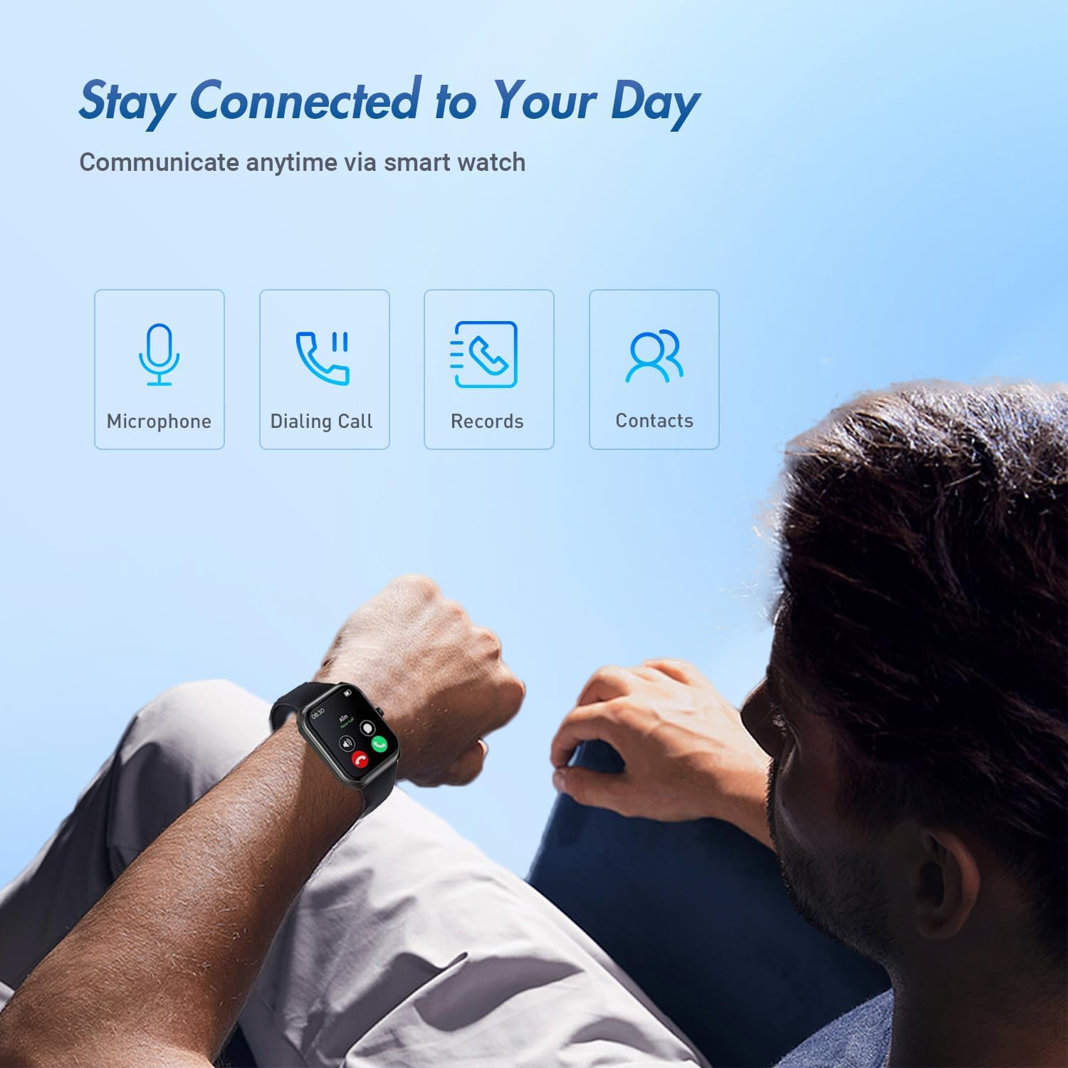 MXQ Reloj inteligente de fitness para mujeres y hombres, Android iOS iPhone, pantalla grande de 1.91 pulgadas, carcasa de aluminio negro con correa