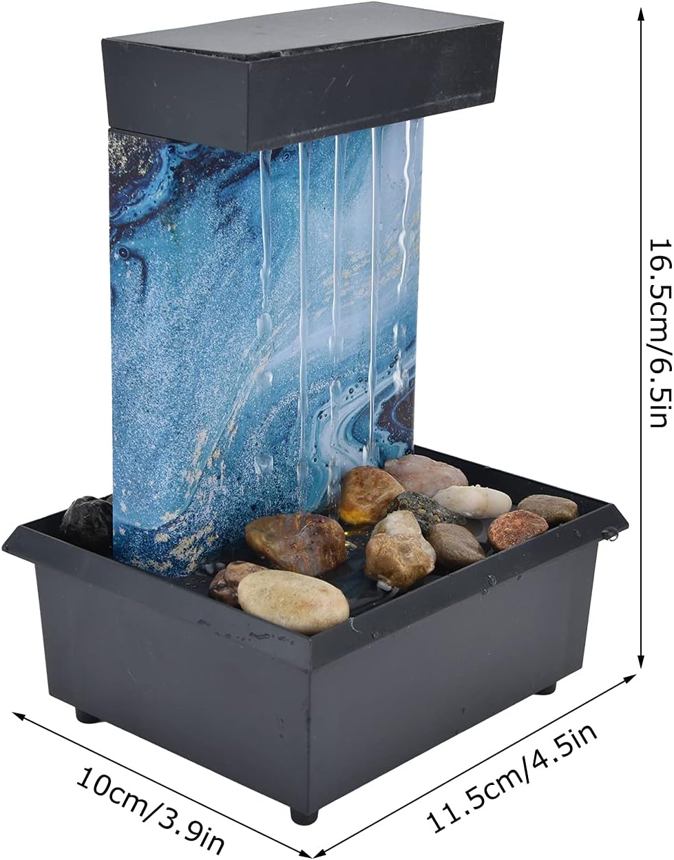 Fuente de mesa LED, fuente de agua de mármol USB de 3 V, fuente de mesa LED con piedras para decoración de mesa de oficina en casa
