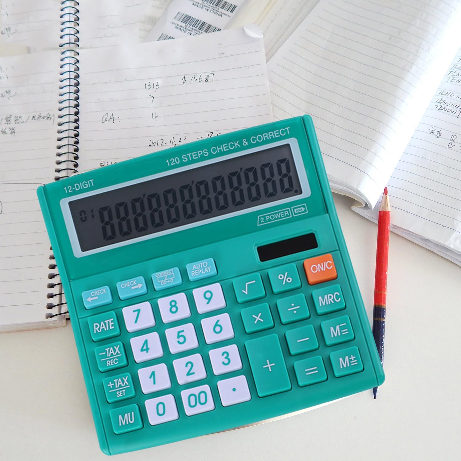 Calculadora de escritorio de oficina de 12 dígitos con energía solar y pantalla LCD HD fácil de leer, botones grandes, para asuntos financieros,