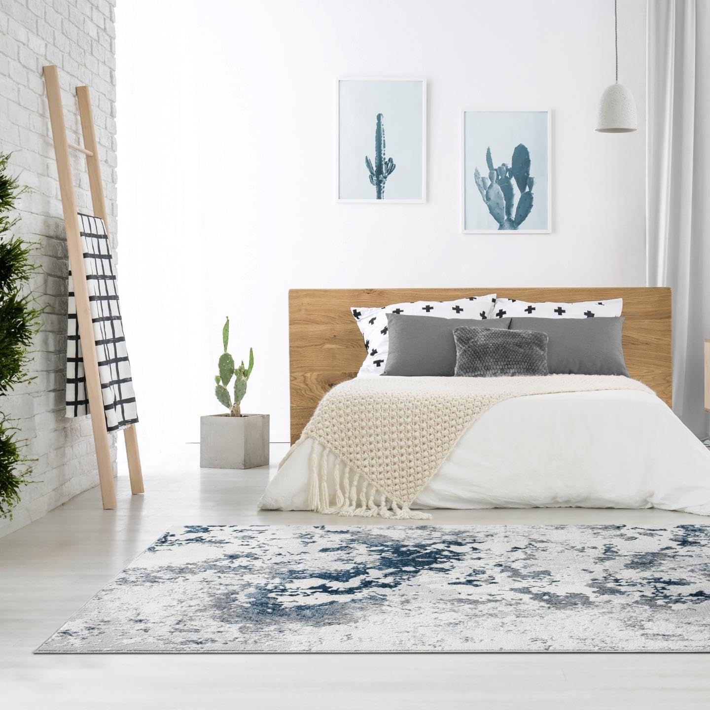 LUXE WEAVERS Chelsea Collection 7337 – Alfombra abstracta moderna de 5 x 7 pulgadas, color azul