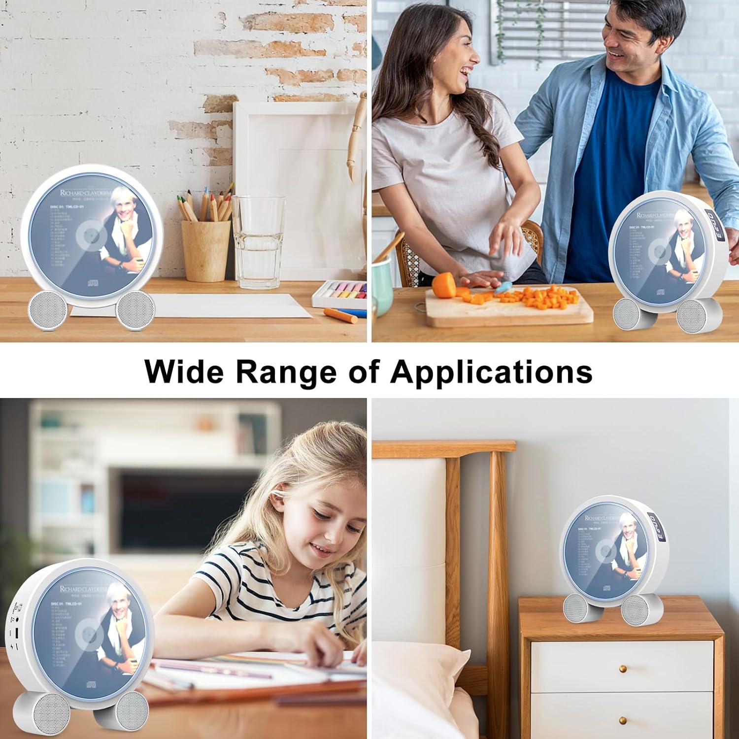 WOKALON Reproductor de CD portátil con Bluetooth, reproductores de CD verticales de escritorio para el hogar con pantalla LCD, altavoces HiFi