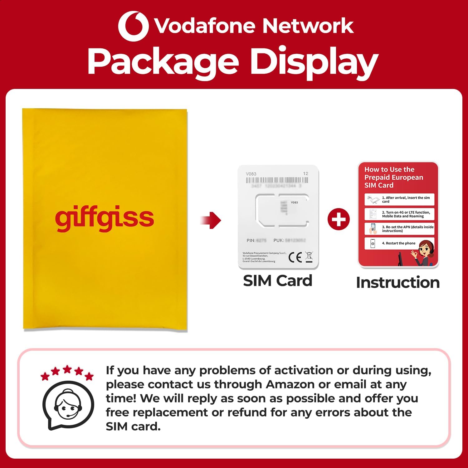 Vodafone Network Europe Sim Card – 16 GB en 4GLTE en Reino Unido y Europa, 50 GB y llamadas ilimitadas en España – Tarjeta SIM Europa con datos de