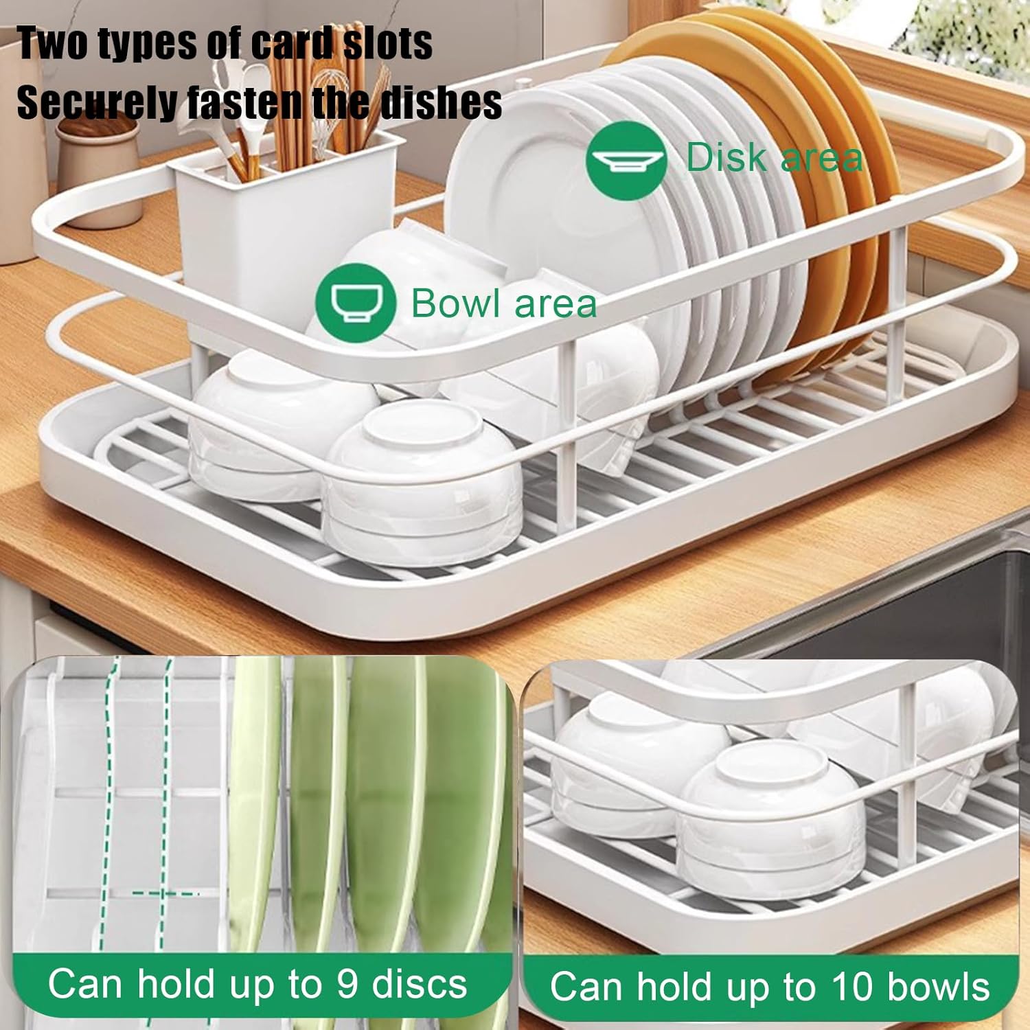 Escurridor de platos para encimera de cocina, escurridor de platos de acero inoxidable con soporte para tazas, estante para platos que ahorra