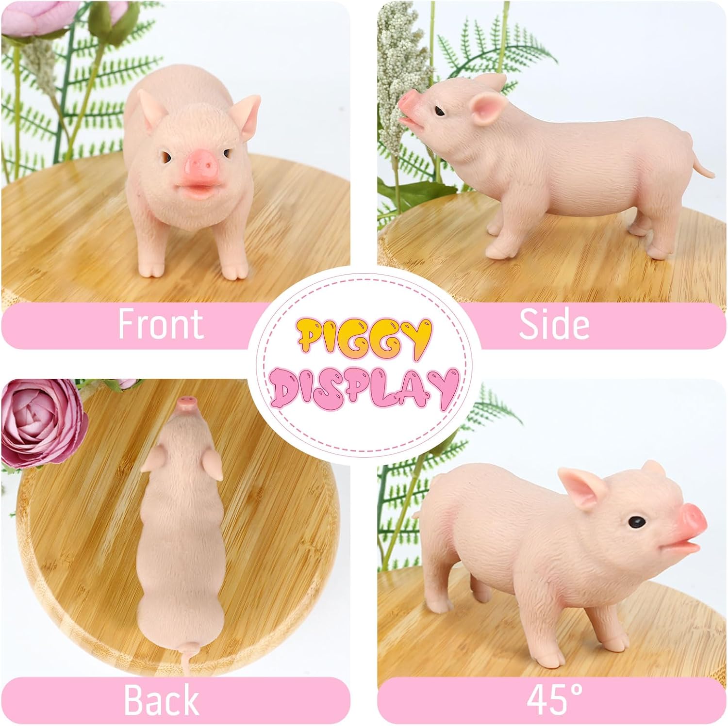 Vollence Mini cerdo de silicona de 5 pulgadas, muñecas de silicona para niños, cerdo de silicona de cuerpo completo, lindo juguete realista de cerdo