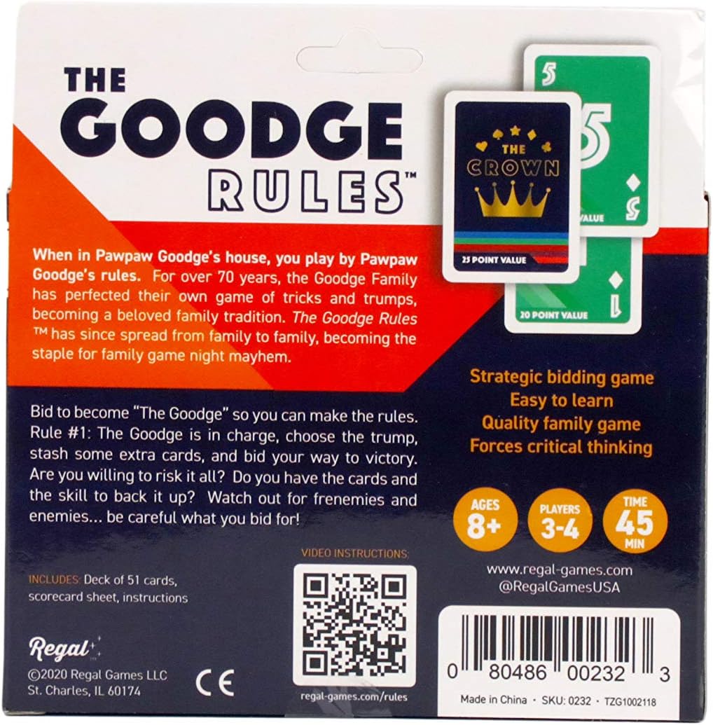 Regal Games – The Goodge Rules – Divertido juego de cartas de oferta familiar – Ideal para 3-4 jugadores a partir de 8 años