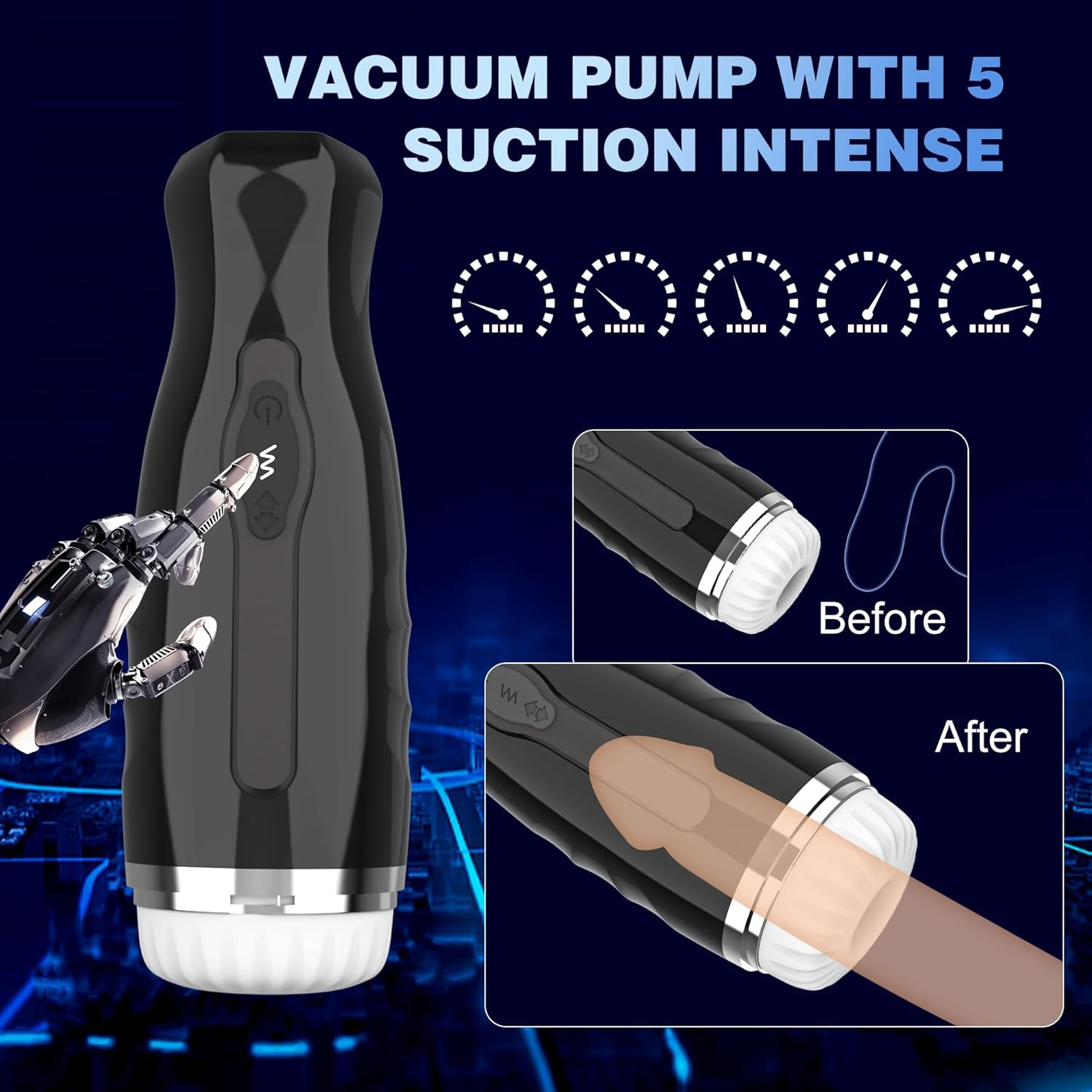 Masturbadores masculinos automáticos con 5 empujones y vibración, máquina sexual de juguete para adultos, dispositivo de estimulación sexual para