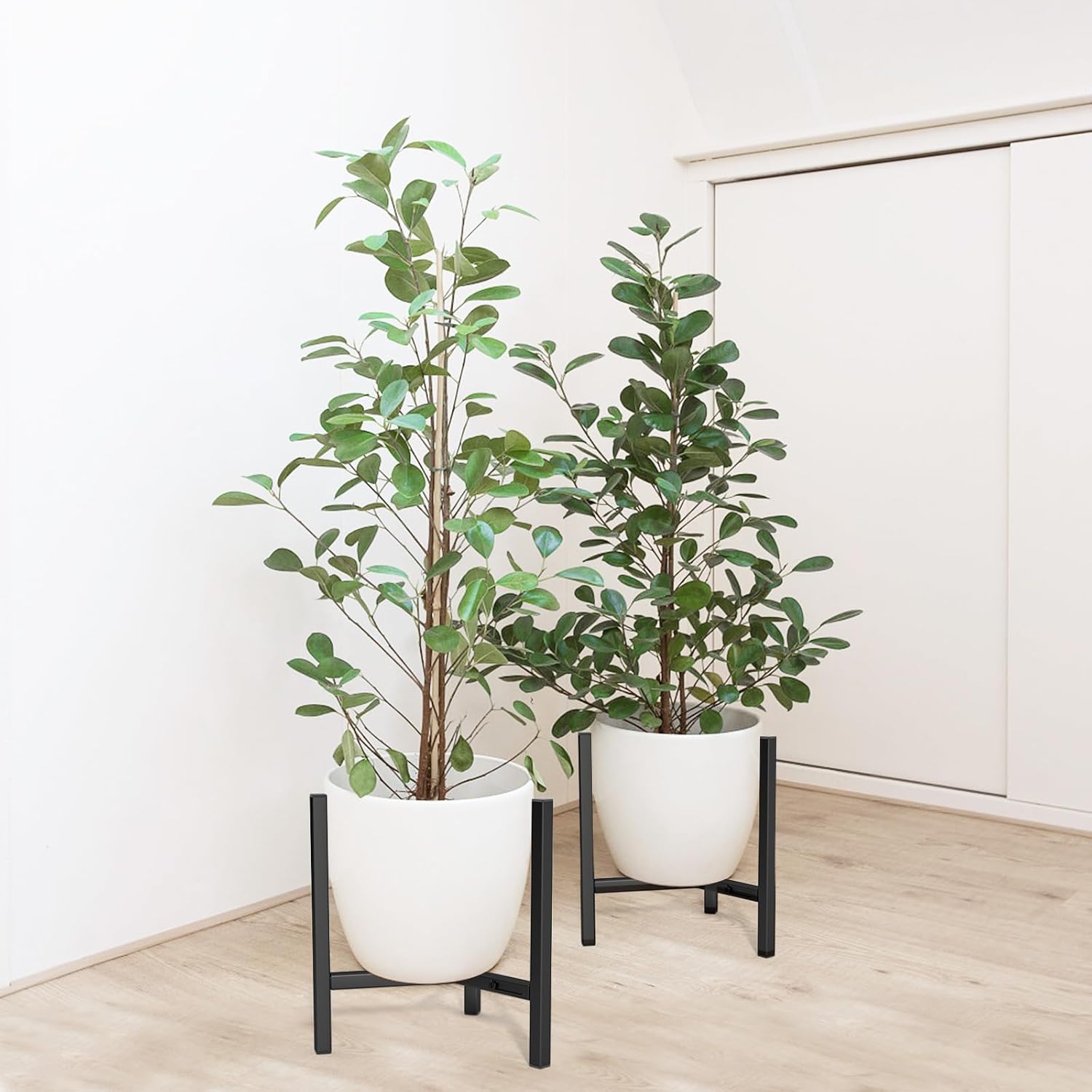 Blvornl Soporte ajustable para plantas, soporte de metal moderno de mediados de siglo, 3 patas, resistente para macetas de 12 a 16 pulgadas, soporte