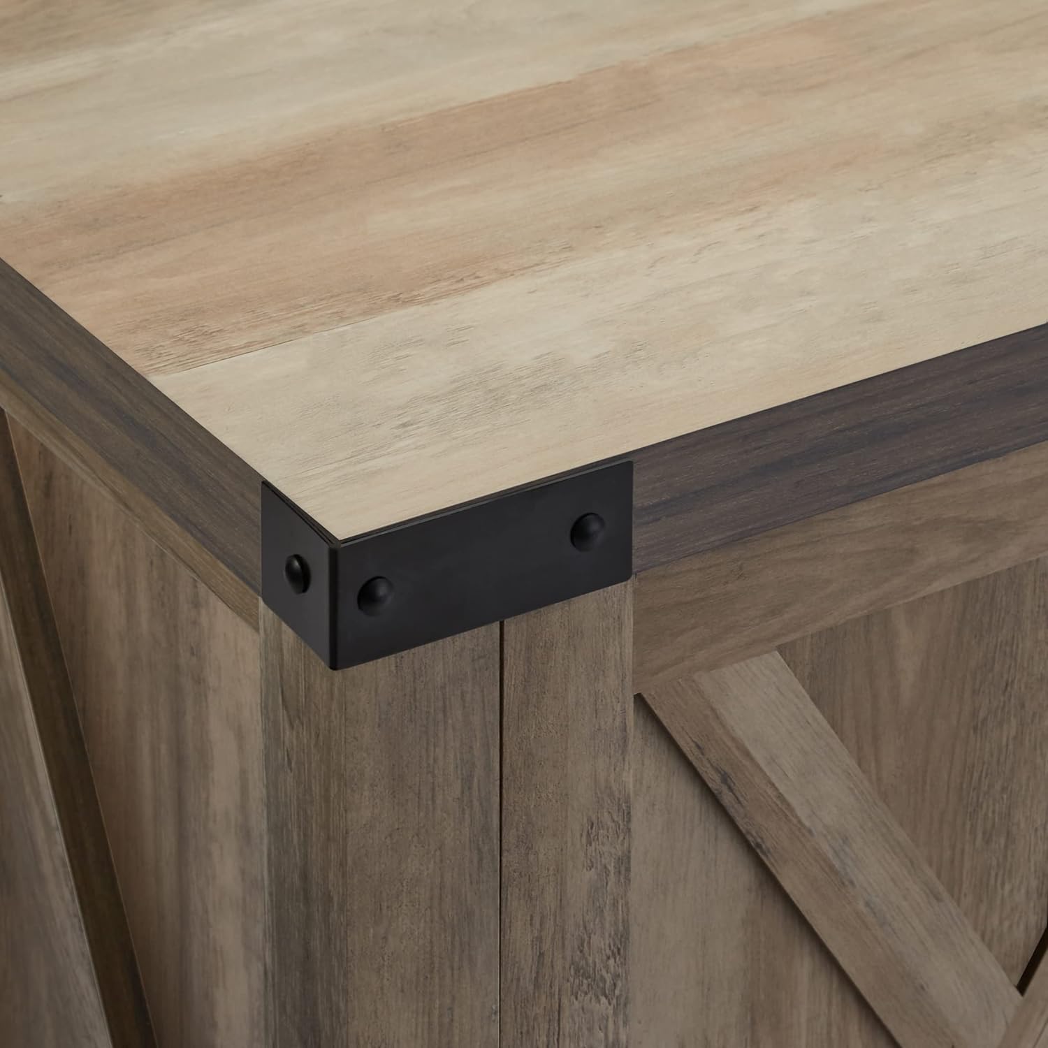 ROCKPOINT Soporte de consola de almacenamiento con puerta de granero individual para televisores de hasta 55 pulgadas, 44 pulgadas, gris lavado