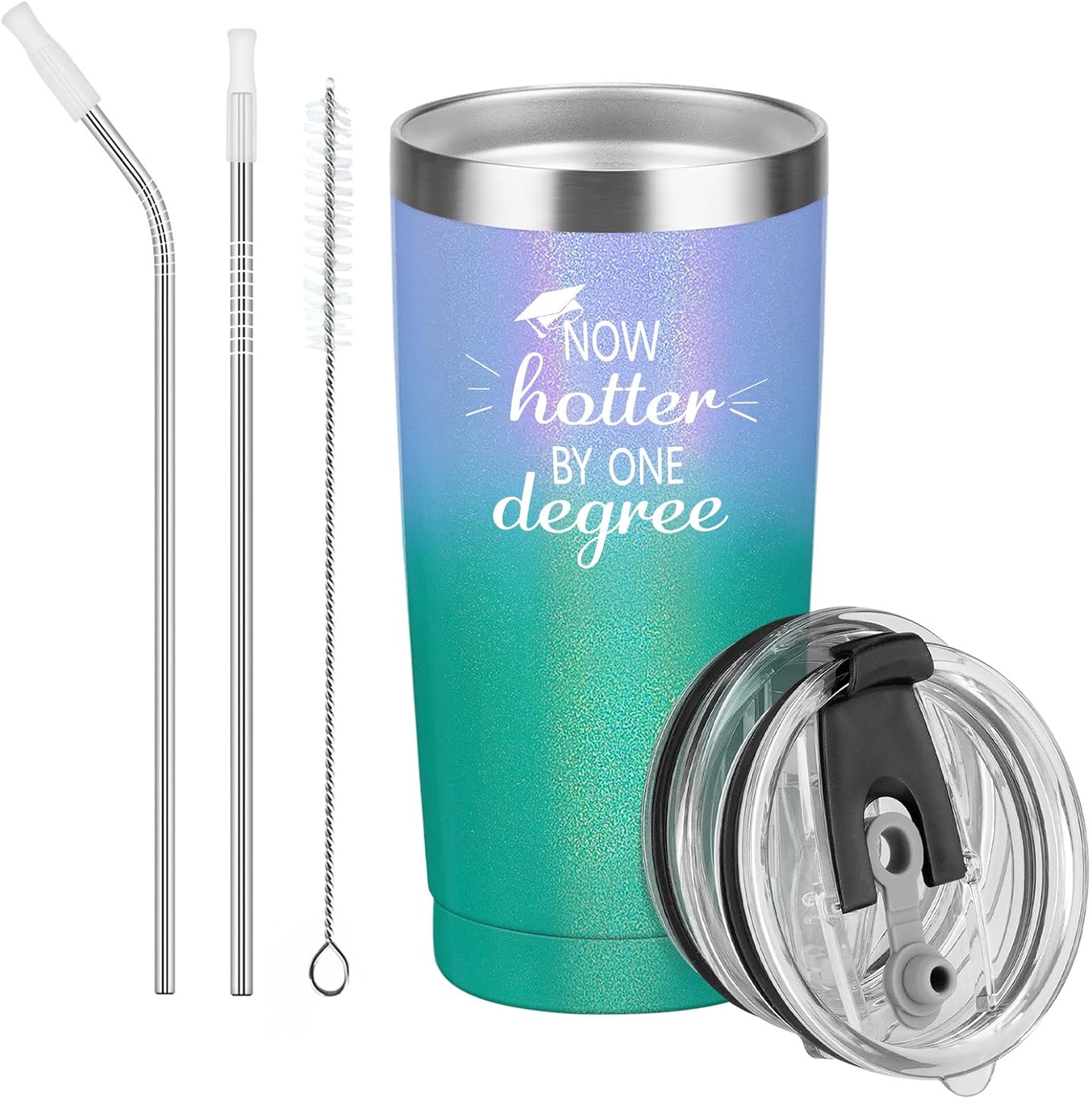 Qtencas Regalos de graduación, vaso de viaje Now Hotter by One Degree de viaje, regalos de Navidad para graduados de doctorado, graduados de