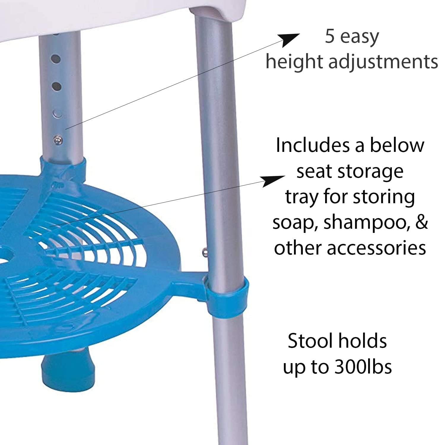 Healthline Taburete de baño redondo, taburete de ducha compacto y banco de 350 libras, taburete de bañera pequeño para ducha, asiento