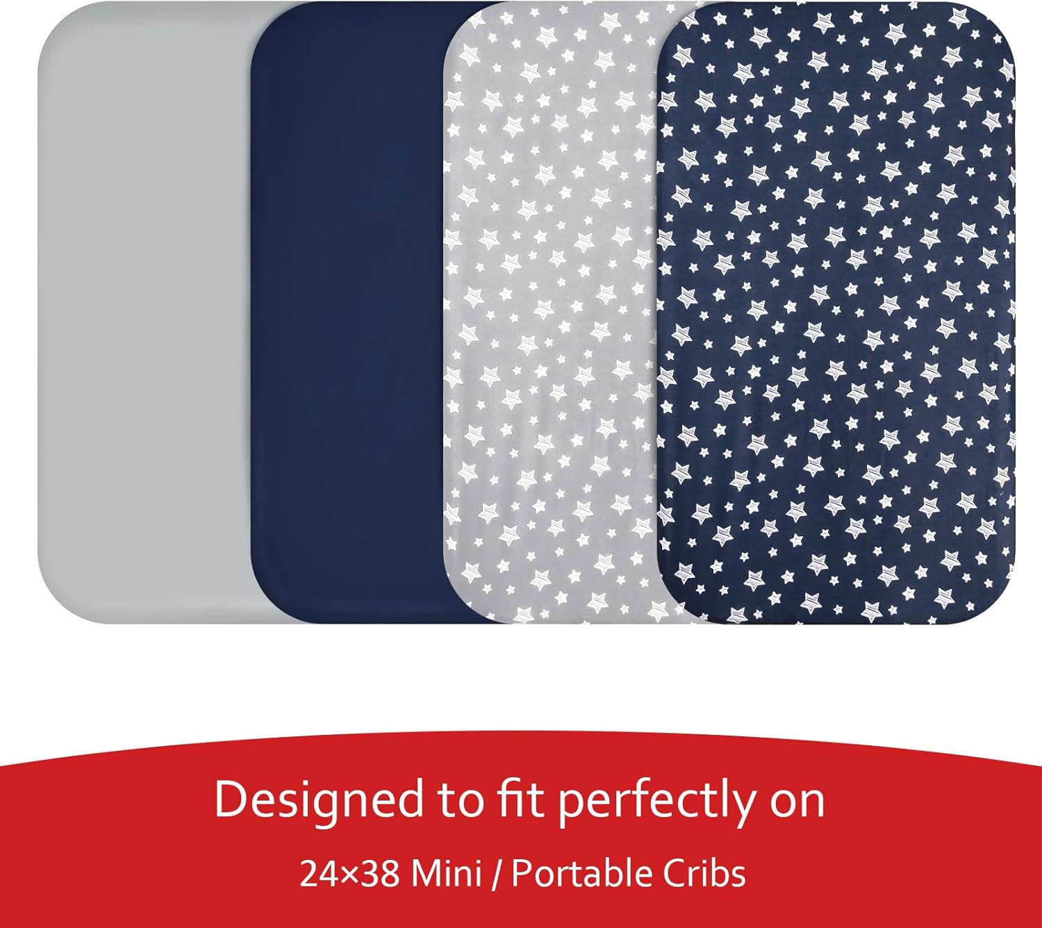 Paquete de 4 mini sábanas portátiles para cuna para niños (38 x 24 pulgadas), compatibles con Dream on Me, Delta Porta Crib and Arms Reach ideal