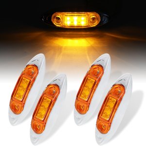 Ledvillage 4 lámparas LED ámbar de 2.5 pulgadas con bisel cromado de 24 V CC, indicador de marcador lateral selladoluces de señal para camiones Ledvillage 4 lámparas LED ámbar de 2.5 pulgadas con bisel cromado de 24 V CC, indicador de marcador lateral selladoluces de señal para camiones