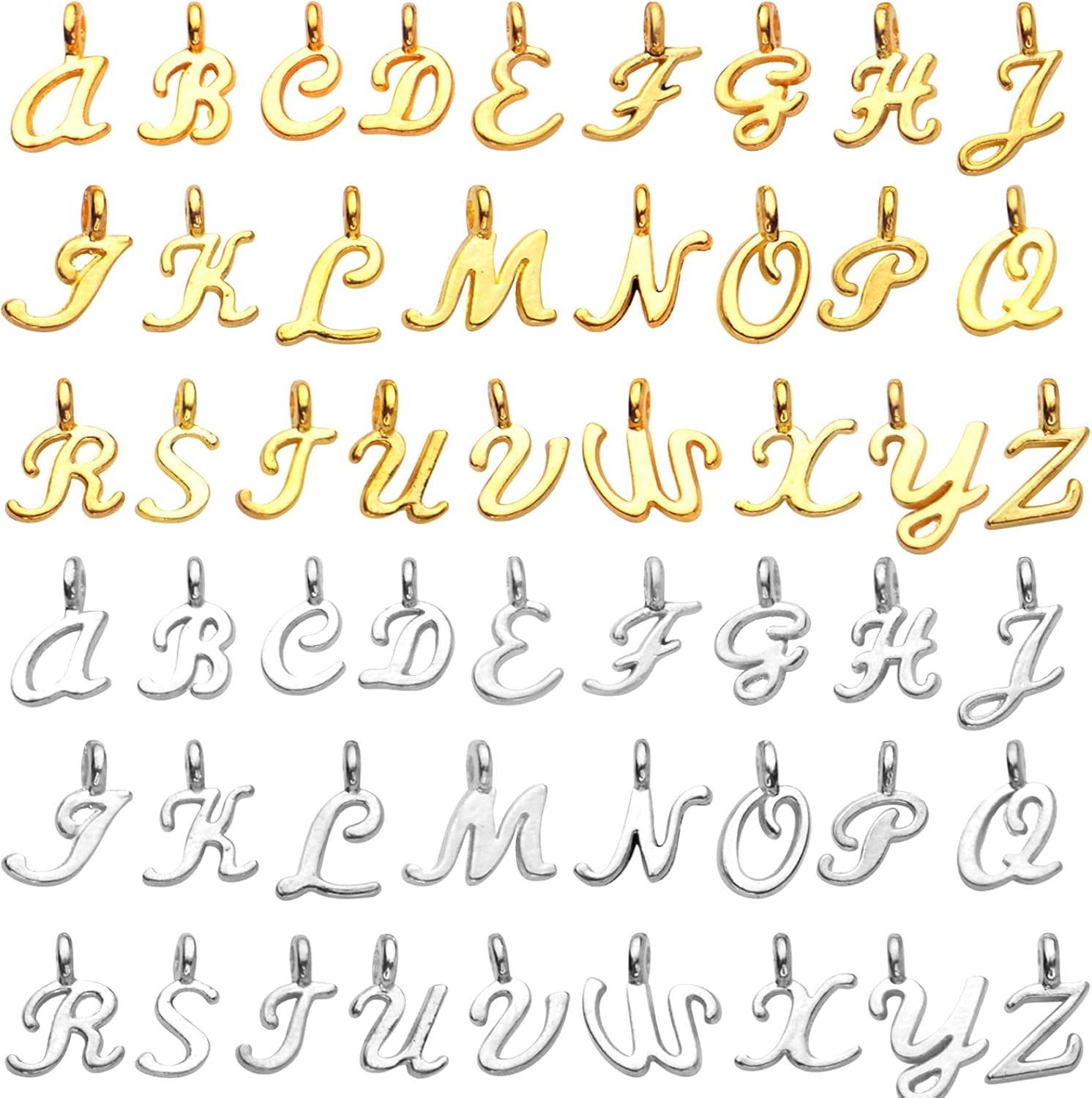 156 unids6 juegos de letras del alfabeto ABC colgantes de aleación A-Z colgantes alfabéticos abalorios sueltos DIY collar, pulsera, aretes,