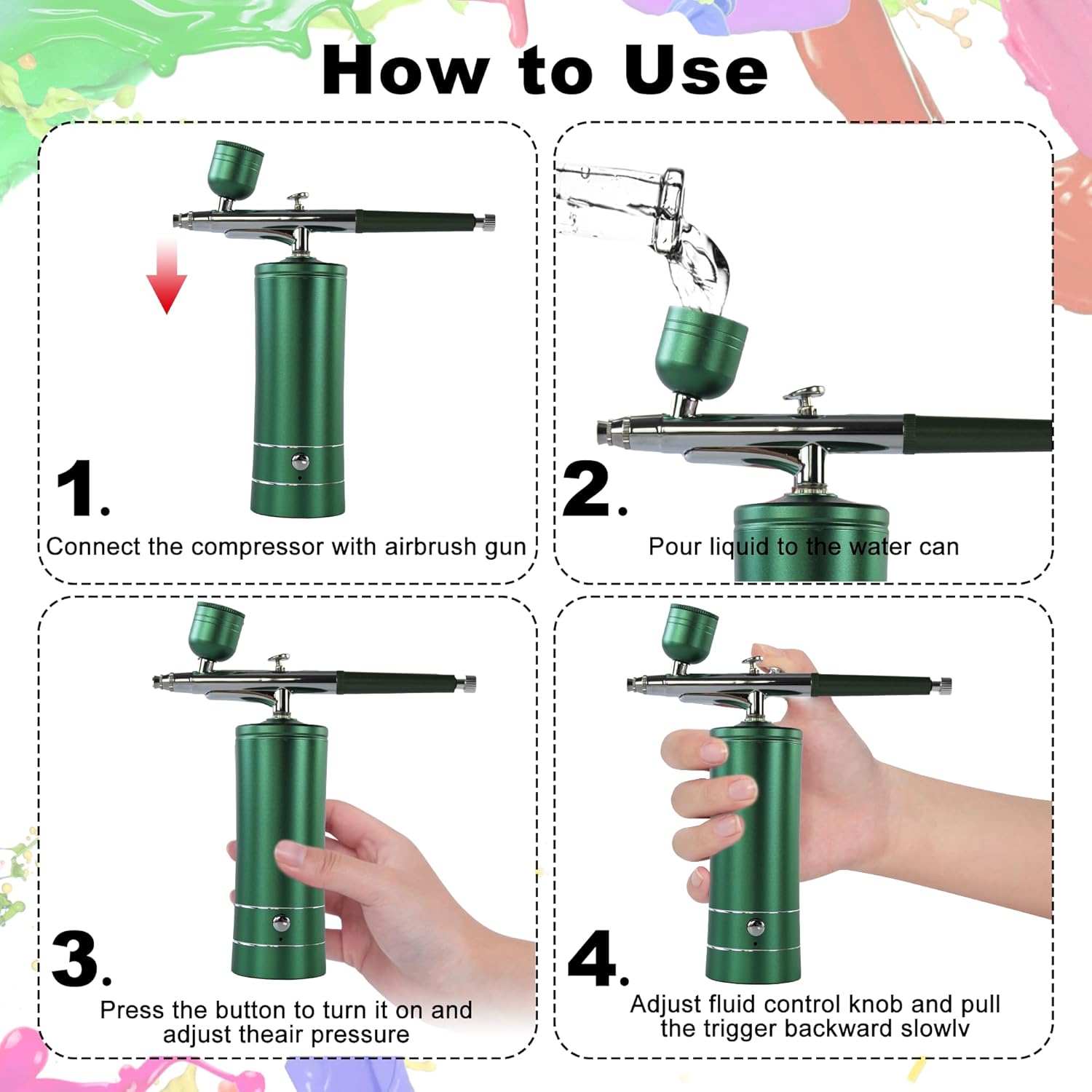 Airbrush-Kit – Compresor de aerógrafo inalámbrico recargable, pistola de aerógrafo de mano automática, juego de aerógrafo, cepillo de aire