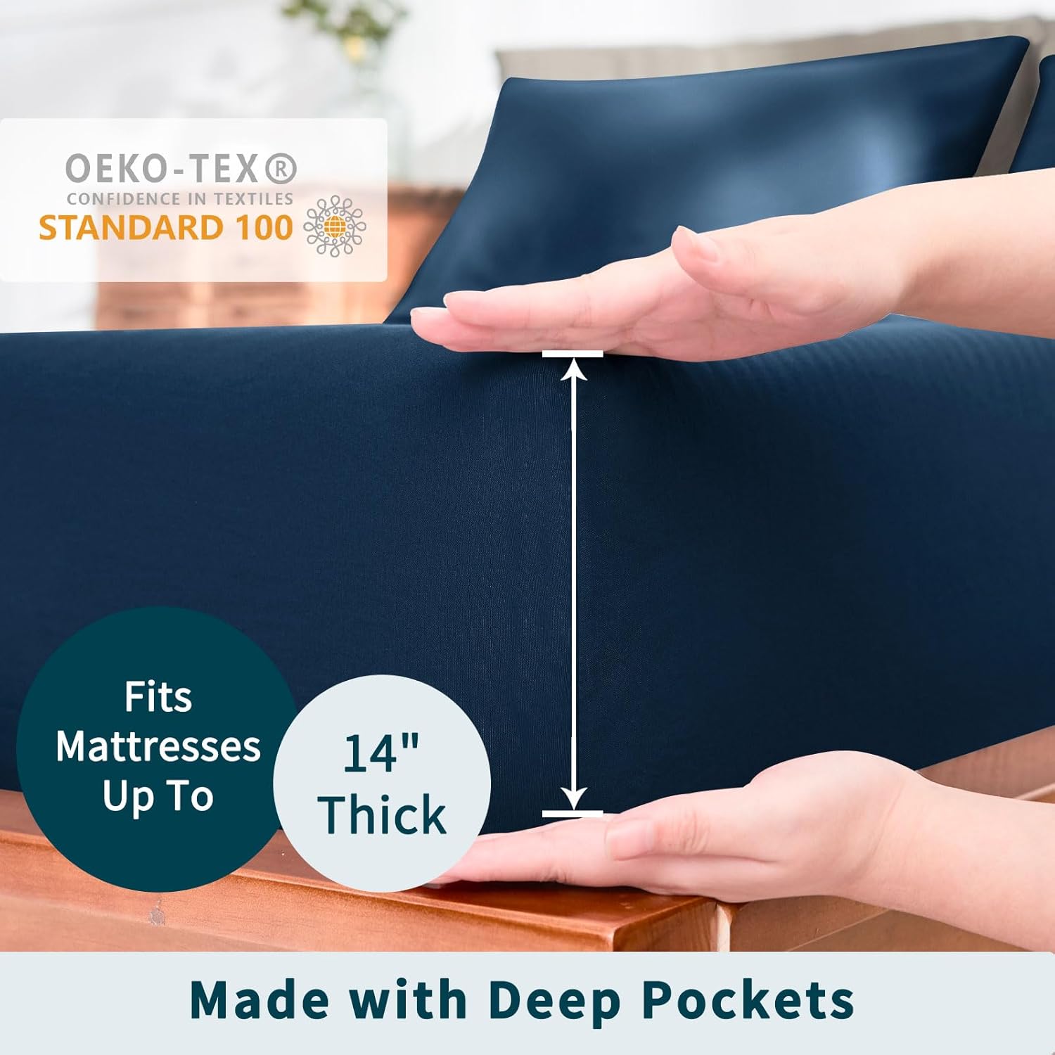 SyMax Juego de sábanas tamaño matrimonial, 4 piezas, sábanas transpirables con bolsillo profundo, sábanas y fundas de almohada, tamaño matrimonial,