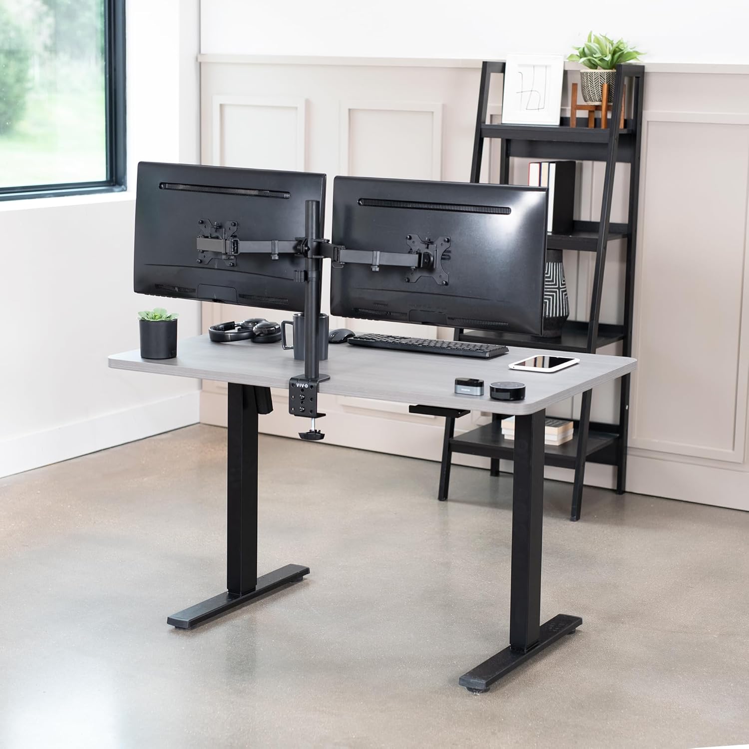VIVO DESK-TOP48-30G – Mantel universal de una pieza de 48 x 30 pulgadas para marcos de escritorio estándar y sentados a pie, altura ajustable, color