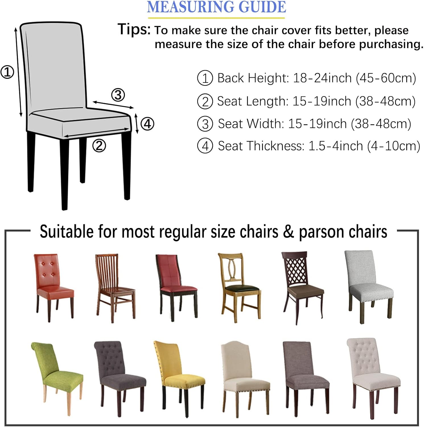Juego de 6 fundas para sillas de comedor, fundas elásticas para sillas Parsons, extraíbles, lavables, de elastano, impresas, fundas protectoras de