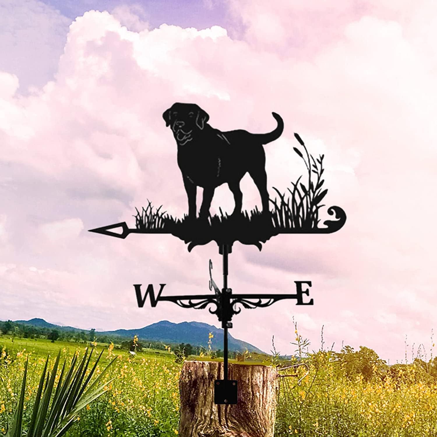 Vaneta de metal para animales 3D, indicador de dirección del viento, accesorios de decoración de techo para jardín, patio, techo (perro)