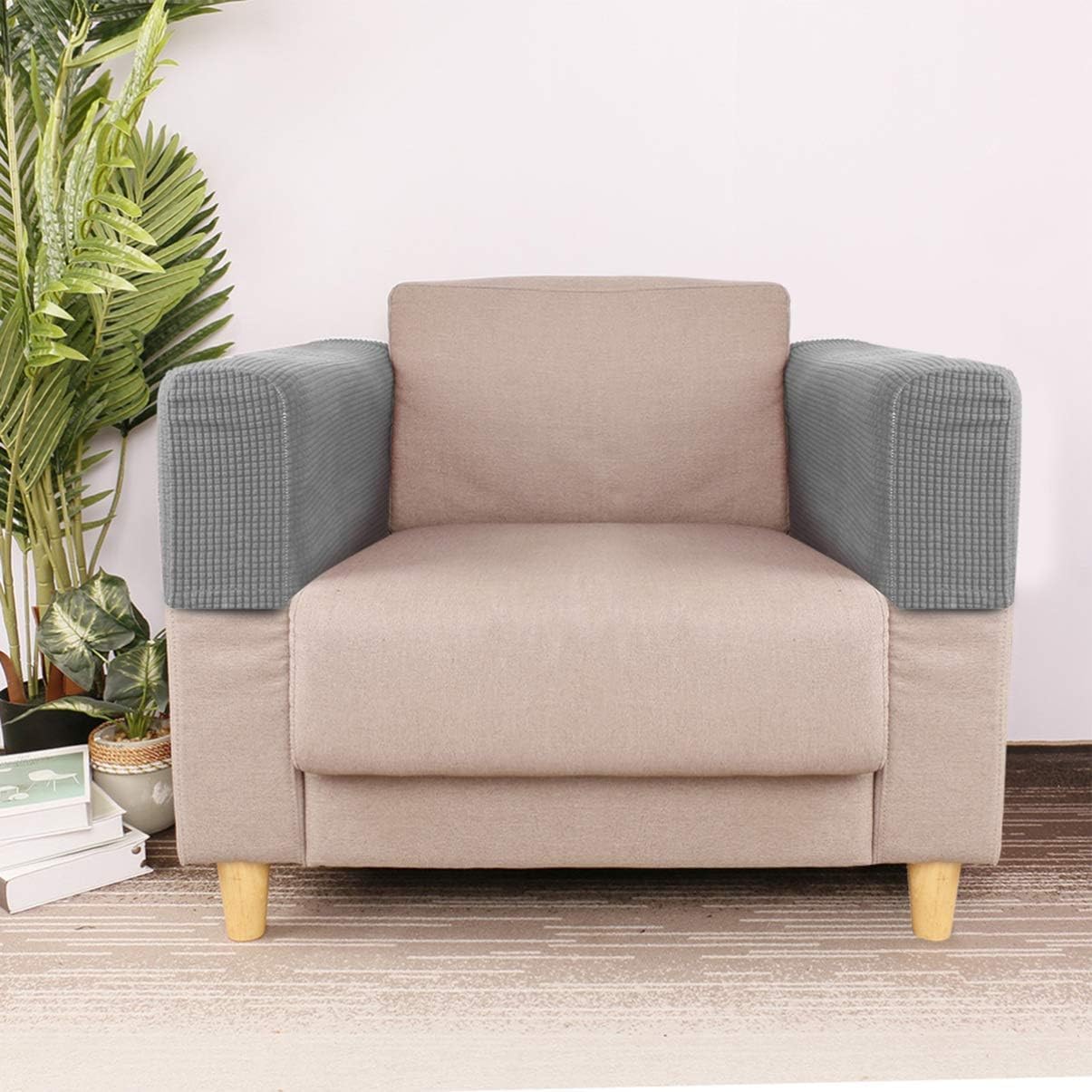 2 fundas antideslizantes para reposabrazos de sofá, fundas elásticas para sillón, protector elástico para el hogar, oficina, sillón reclinable, sofá
