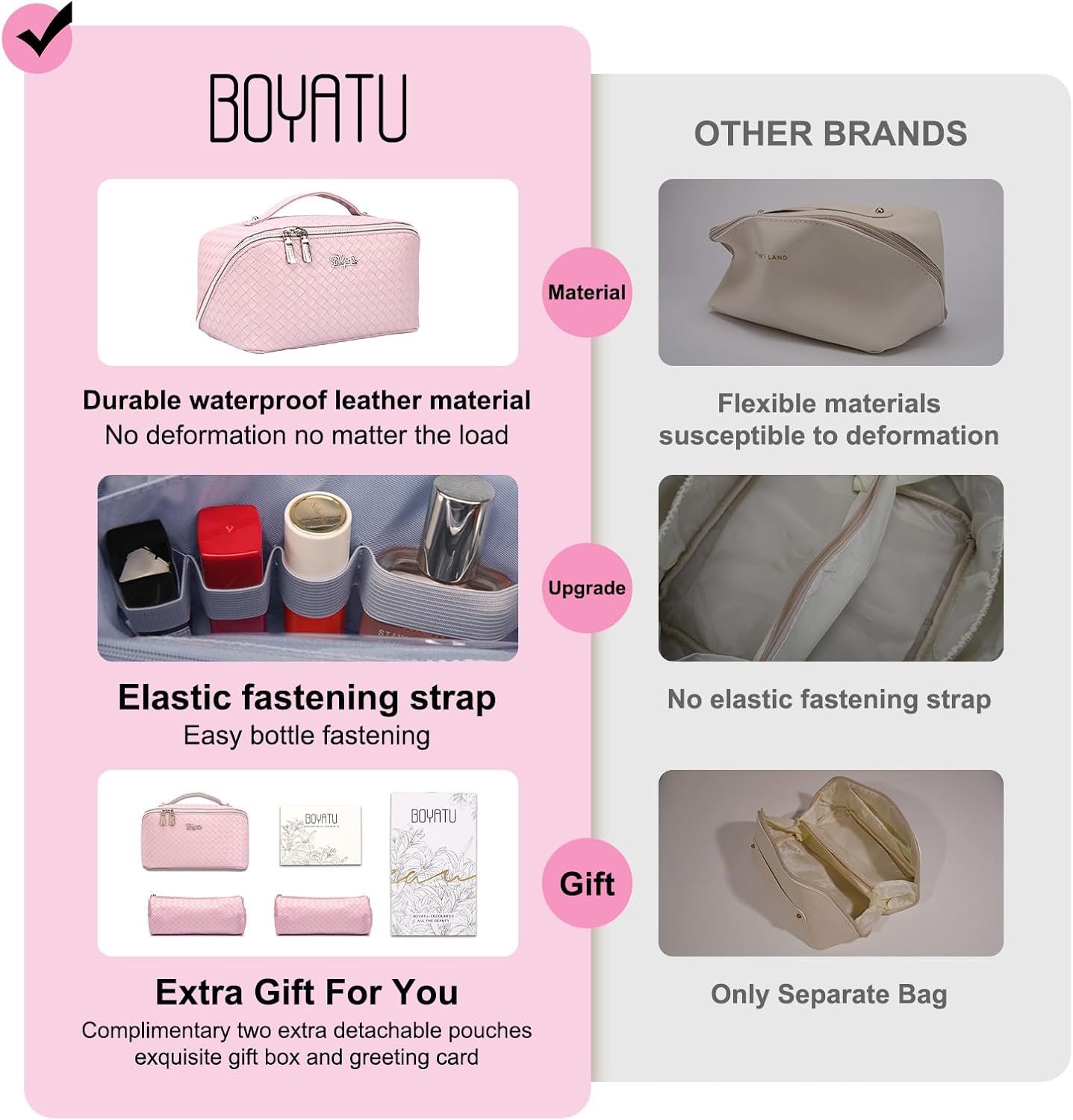 Bolsa de maquillaje organizadora de viaje para cosméticos juego de 3 bolsas de aseo de gran capacidad para mujeres, bolsa de maquillaje portátil con