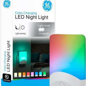 GE 34693 – Luz de noche LED cambiante, modos de color blanco y vibrante, para enchufe, sensor de atardecer y amanecer, eficiencia energética, GE 34693 – Luz de noche LED cambiante, modos de color blanco y vibrante, para enchufe, sensor de atardecer y amanecer, eficiencia energética,