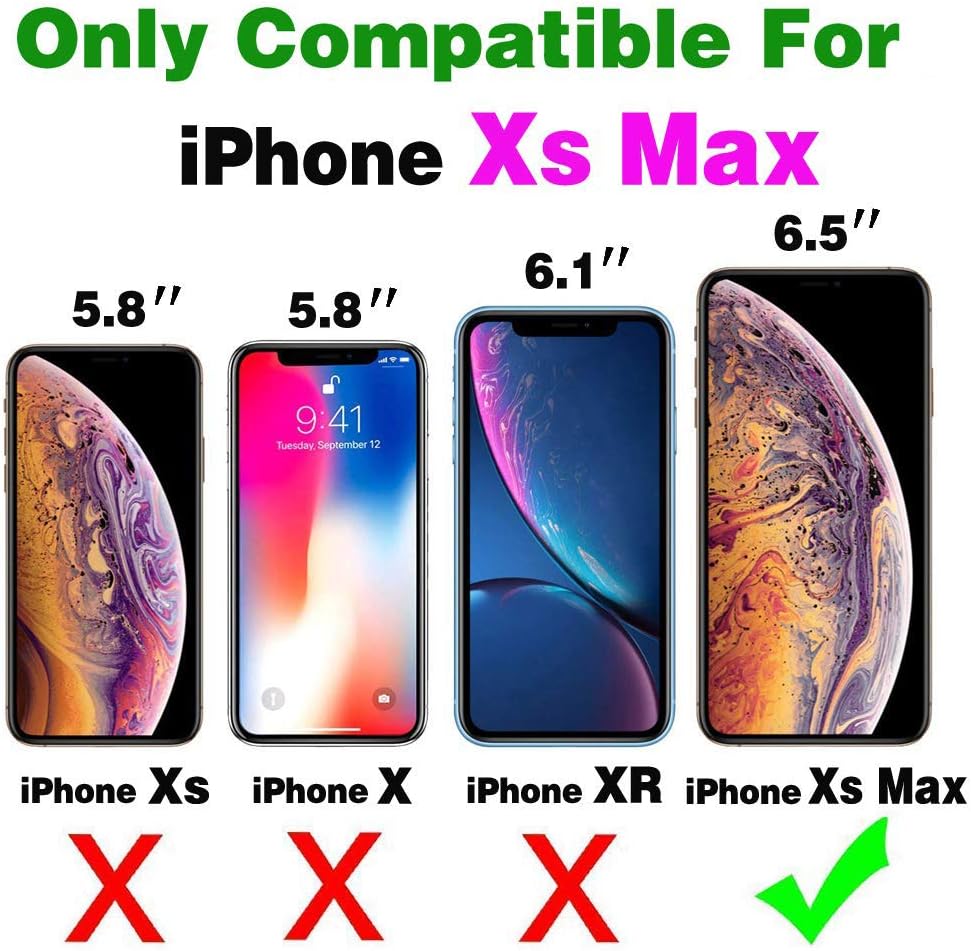 Asuwish Funda de teléfono para iPhone Xs Max con protector de pantalla de vidrio templado y tarjetero para tarjetas de crédito, funda rígida