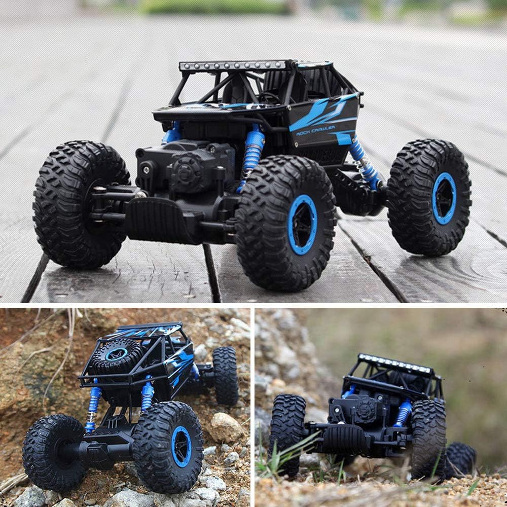 SZJJX Camión monstruo de 2.4Ghz 4WD todo terreno RC Rock Crawler con 2 baterías, auto a control remoto para niños y niños, azul