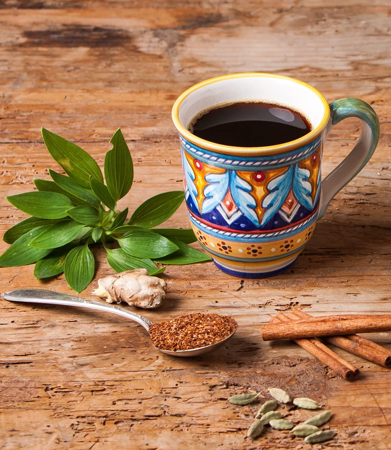 Teeccino Té Chai rojo de diente de león, sin cafeína, té de hierbas tostadas con prebióticos, 3 veces más hierbas que las bolsas de té normales, sin