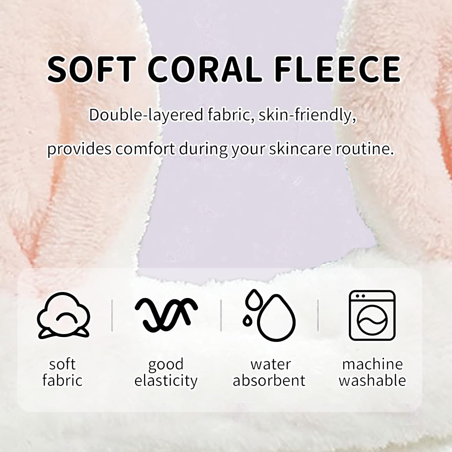 Diadema de spa, diadema de maquillaje con orejas de conejo para lavar la cara, orejas de conejo, diadema de forro polar coral para el cuidado de la