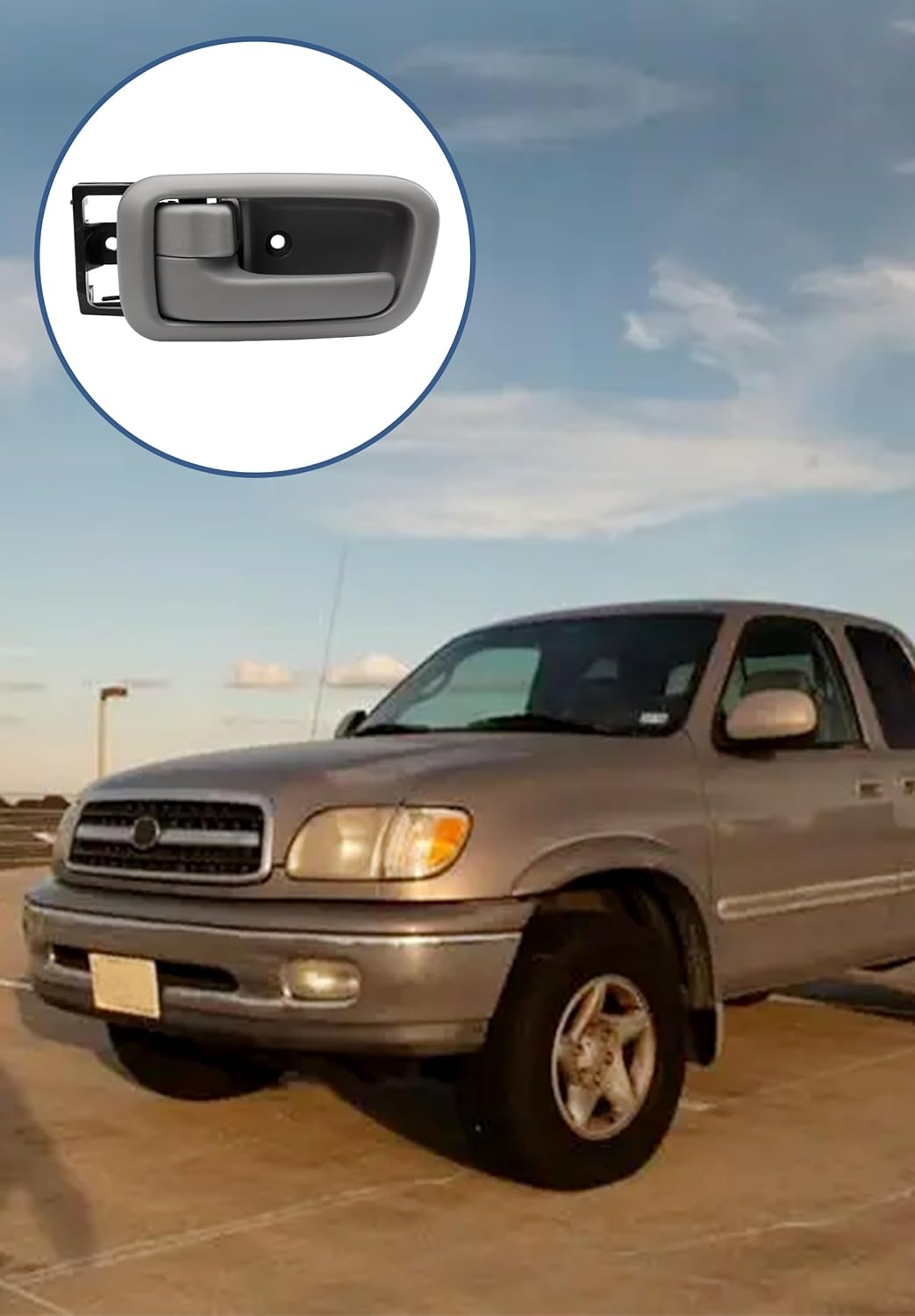 Manijas de puerta interiores con bisel (par), compatibles con Toyota Tundra 2000, 2001, 2002, 2003, 2004, 2005, 2006, gris, conductor delantero