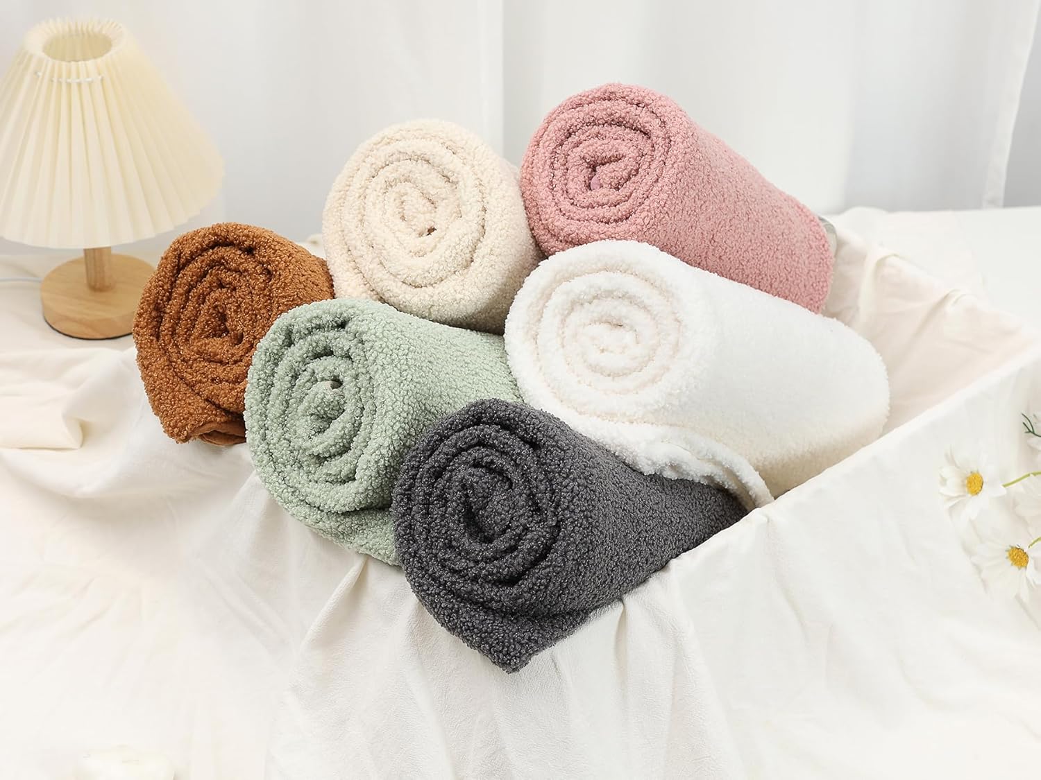 Boucle – Manta de bebé, mantas neutras y acogedoras para niños y niñas, mantas de muselina bohemia de algodón y boucle para guardería, mantas de