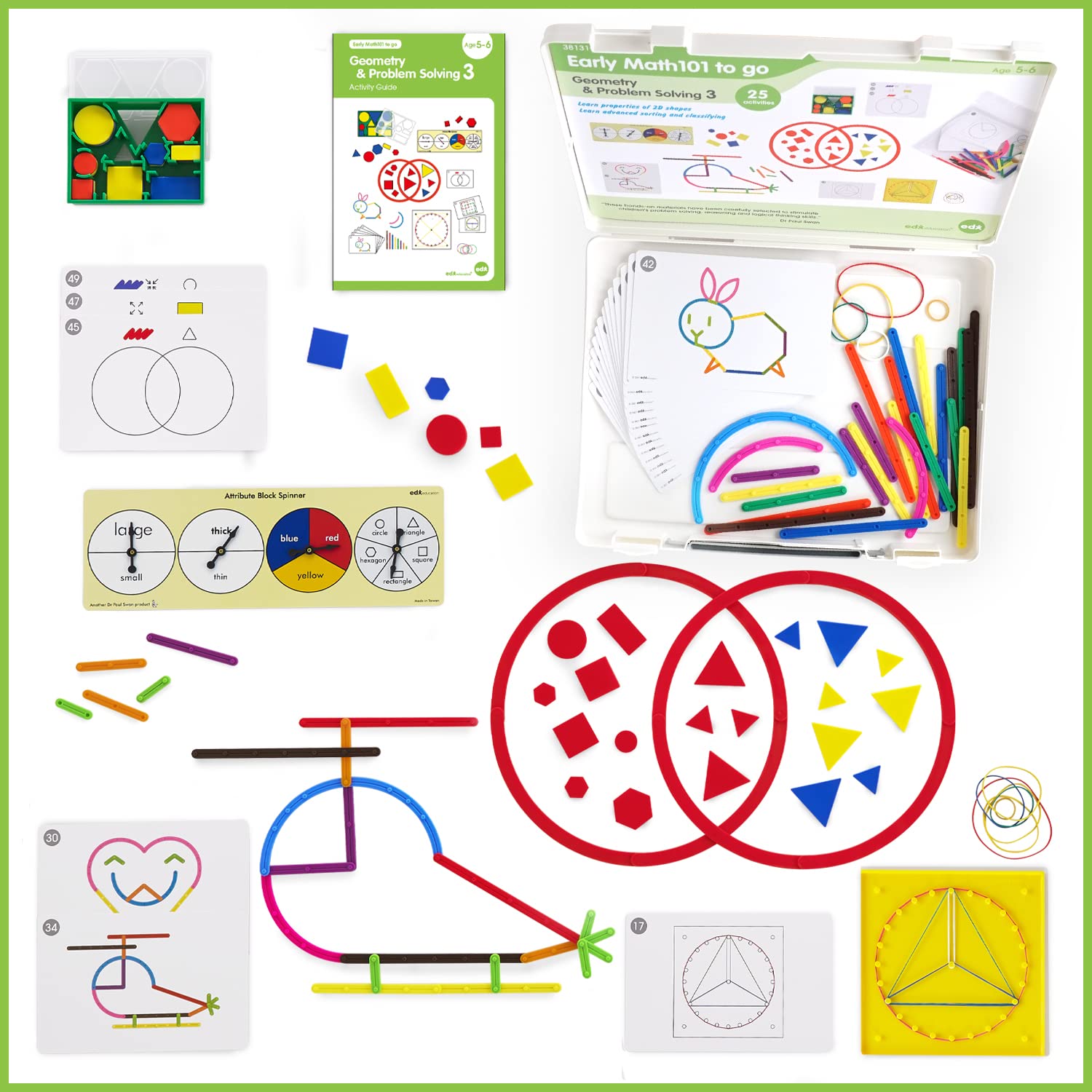 edxeducation Early Math101 To Go – Edades 5-6 – Geometría y resolución de problemas – Kit de aprendizaje en casa para niños – Recursos matemáticos