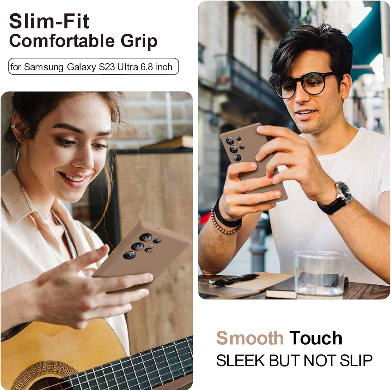 TISOOG Funda compatible con Samsung Galaxy S23 Ultra de 6.8 pulgadas, funda protectora de silicona con forro de microfibra suave, soporte de carga
