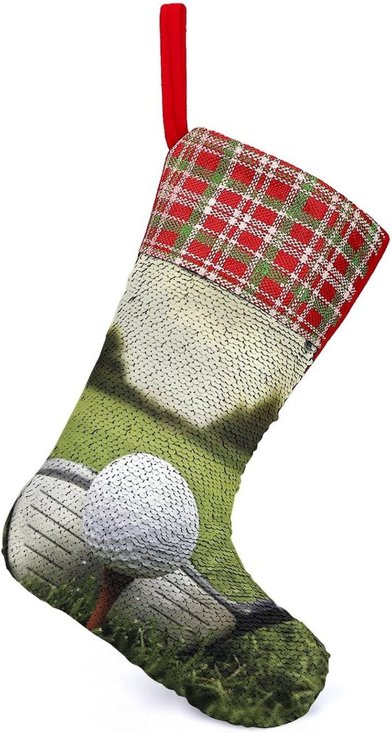 Calcetines de Navidad de golf personalizados, calcetines de Navidad grandes, decoración para regalos de fiesta de vacaciones