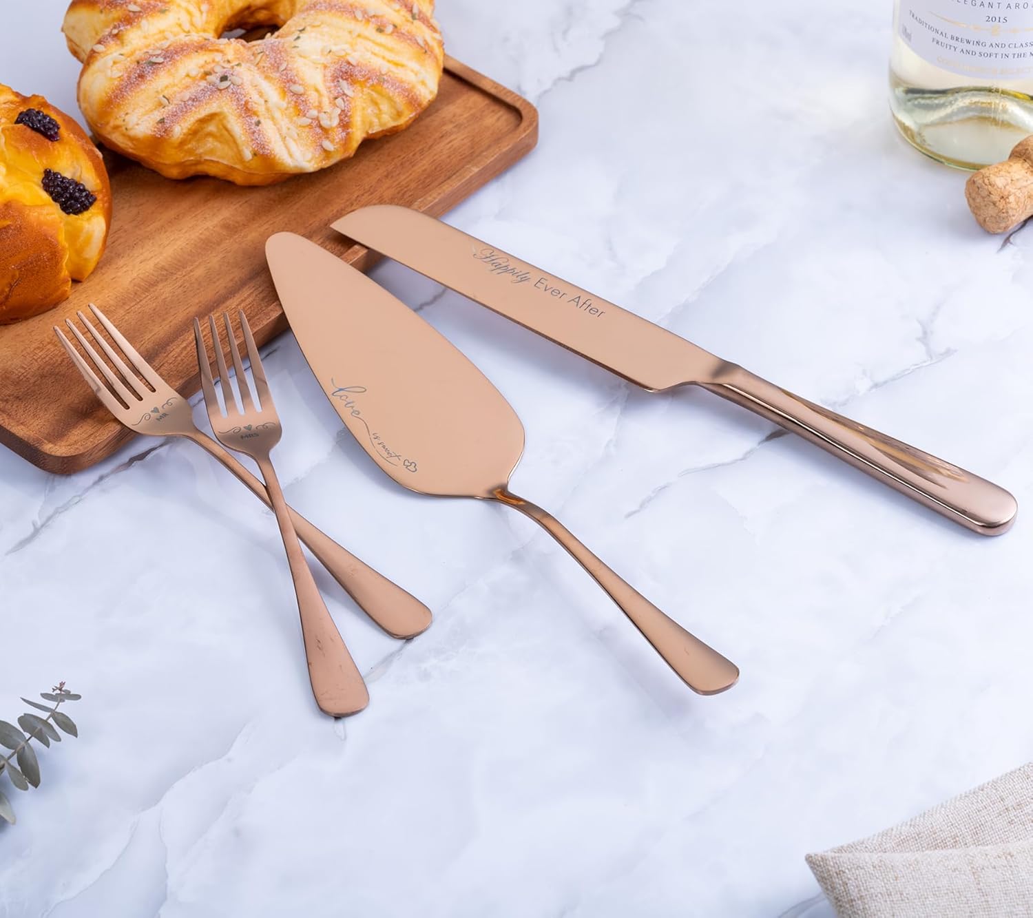 Juego de cuchillo y servidor para pastel de boda, juego de corte de pasteles para boda, tenedores de pastel y cortador de pasteles para cumpleaños,