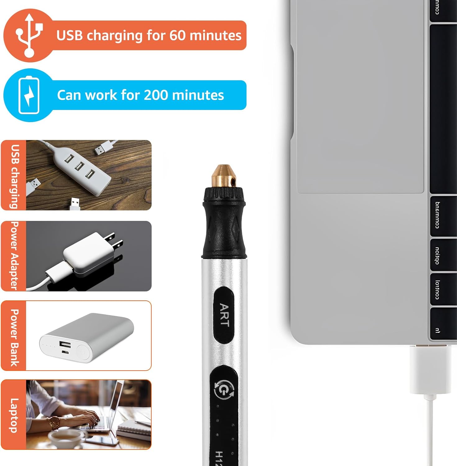 Herramienta giratoria inalámbrica, mini herramienta giratoria inalámbrica con 3 velocidades y batería de 300 mAh, amoladora eléctrica de velocidad