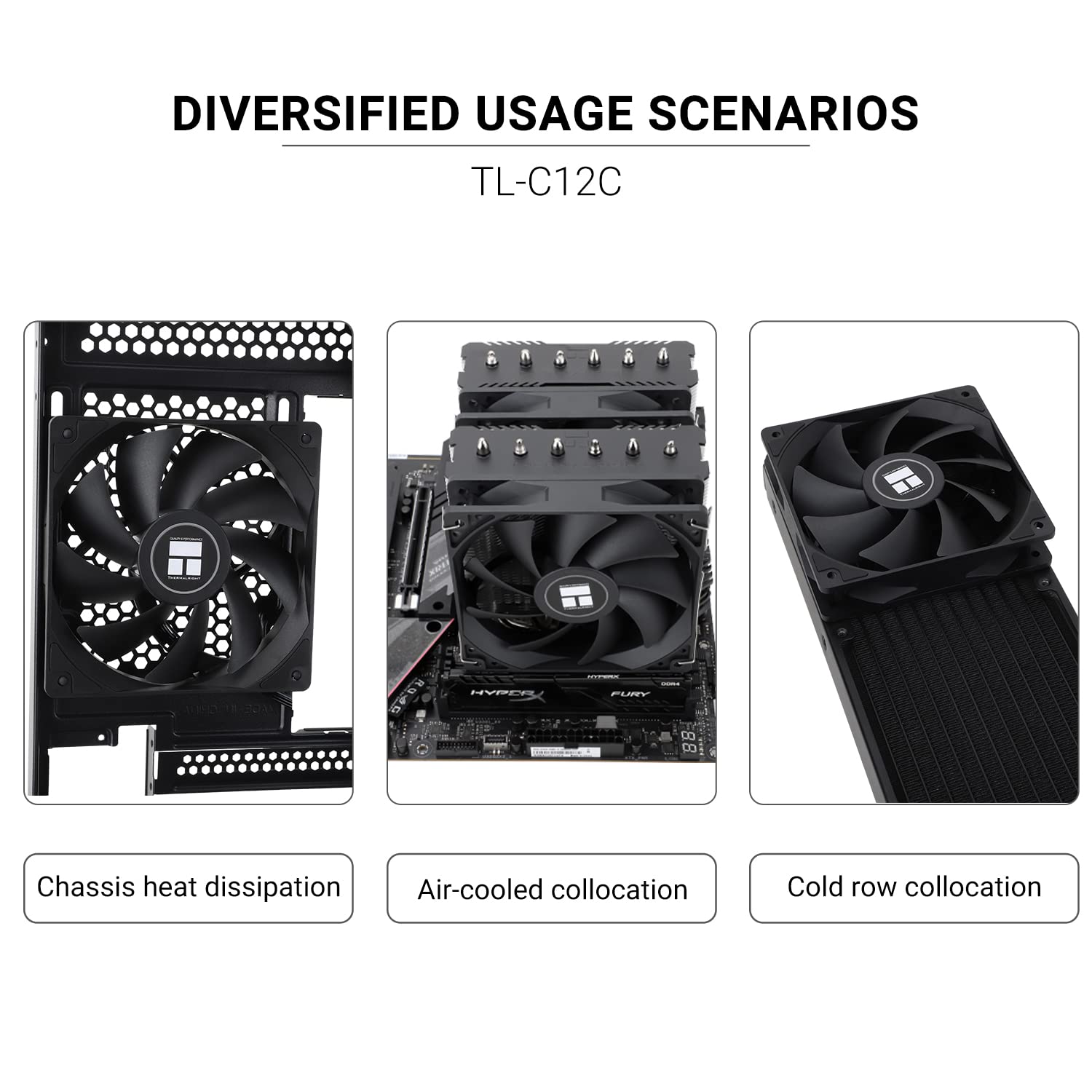 Thermalright Ventilador de CPU TL-C12C de 4.724in, ventilador de computadora silencioso PWM de 4 pines con rodamiento S-FDB incluido, ventilador de