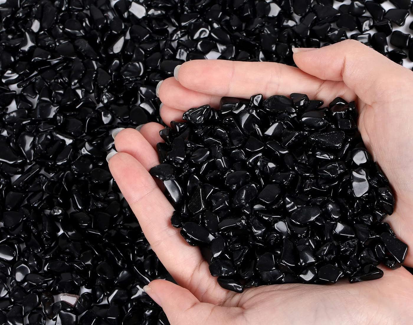 LAIDANLA Chips de cristal de piedra triturada de obsidiana a granel, piedras preciosas naturales curativas de cristales de reiki, mini jarrón de
