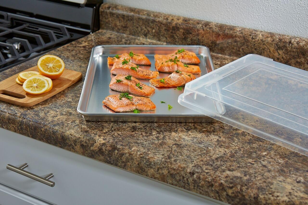 Artisan Professional Classic – Juego de bandejas de aluminio para hornear con hoja de 13 x 9.5 pulgadas y cubierta