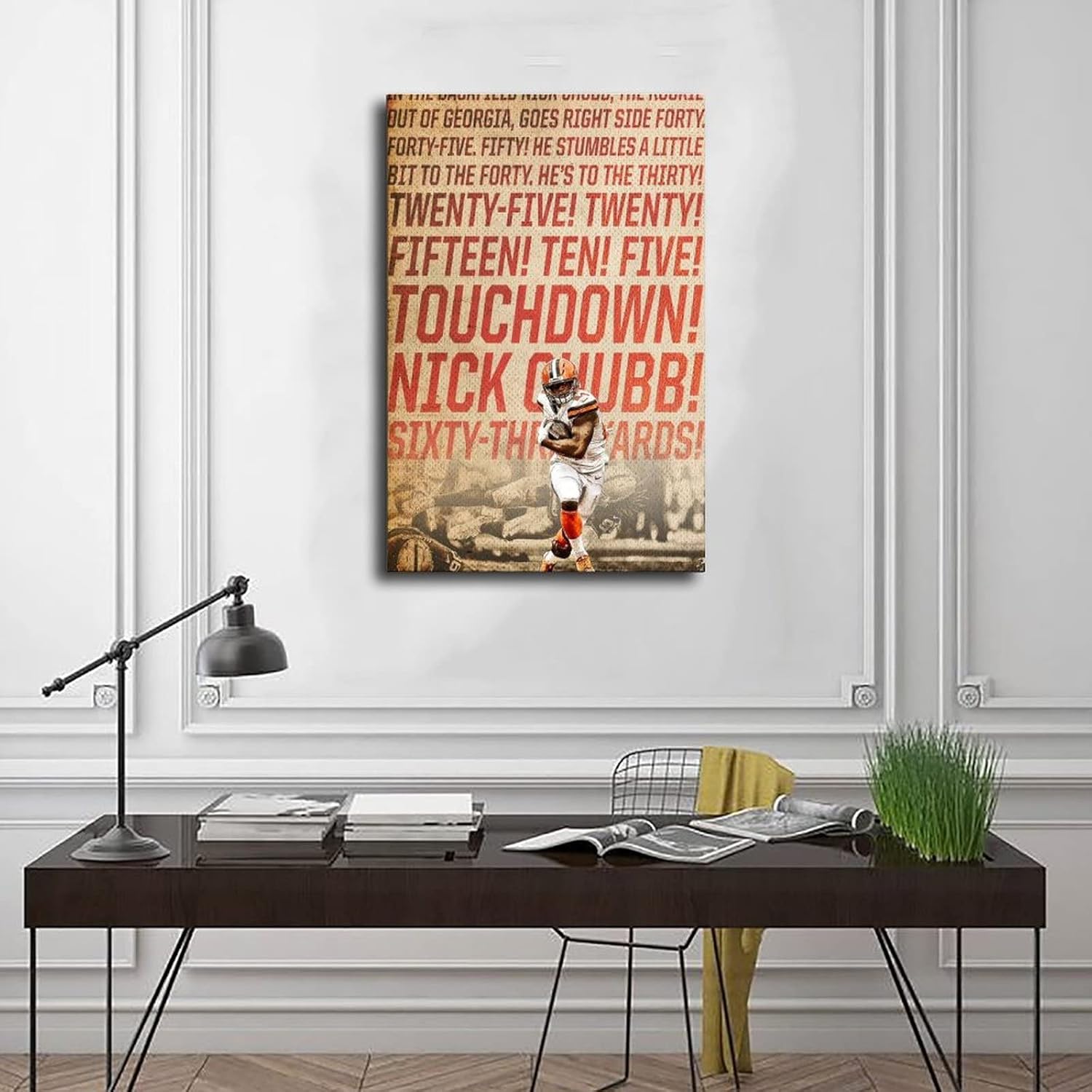Póster de Nick Chubb de lona deportiva, 5 pósteres de lienzo para decoración de pared, pinturas para sala de estar, dormitorio, sin marco, 16 x 24