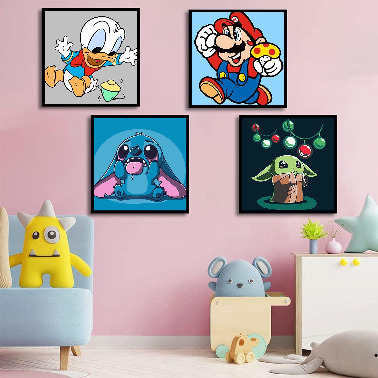 tigdtiu Paquete de 4 pinturas por números para niños, dibujos animados, pintura por números para niños de 4 a 8 a 12 años, pintura acrílica fácil de