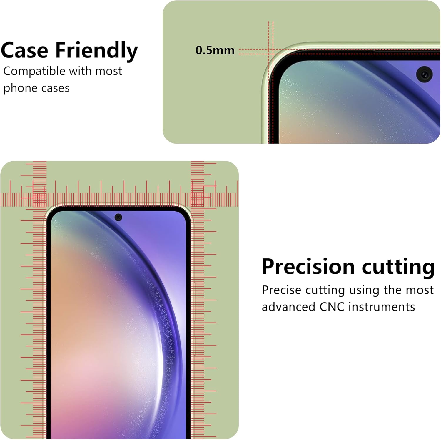 2 Pack Screen Protector for Samsung Galaxy A54 5G + 2 Pack Camera Lens Protector, 9H Hardness, Anti Scratch, Easy Installation, Case Friendly, Ultra