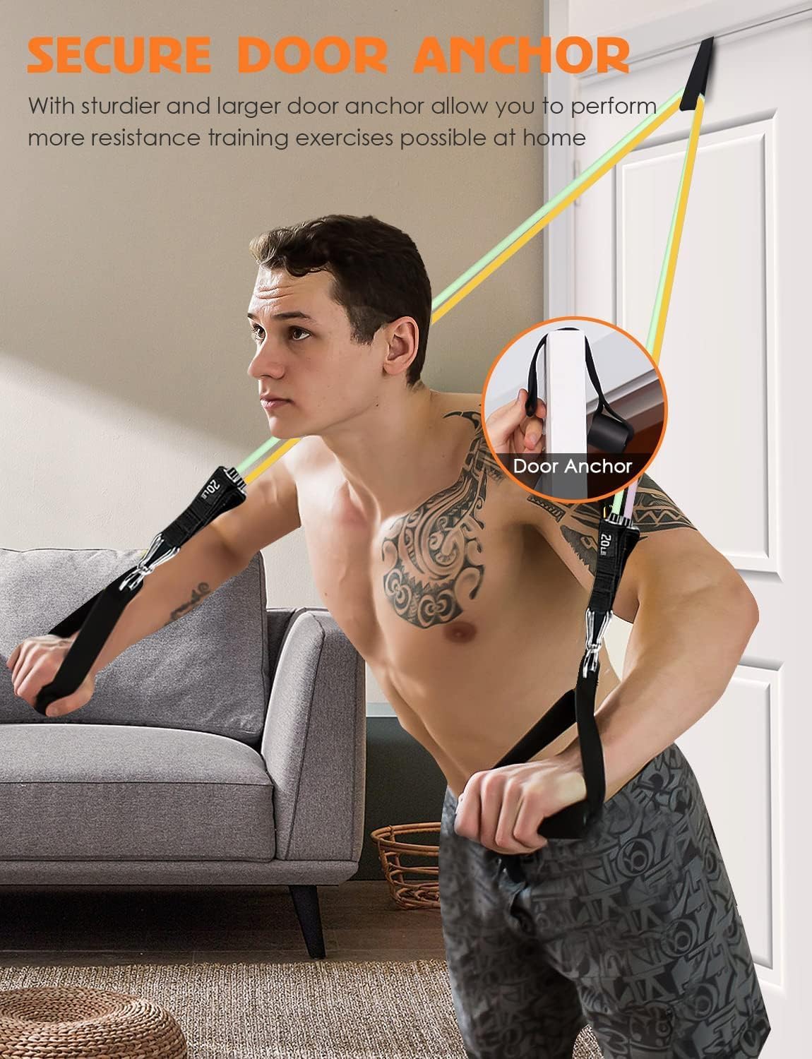 WHATAFIT Bandas de resistencia, bandas de ejercicio, bandas de resistencia para entrenamiento, bandas de entrenamiento con asas para hombres y
