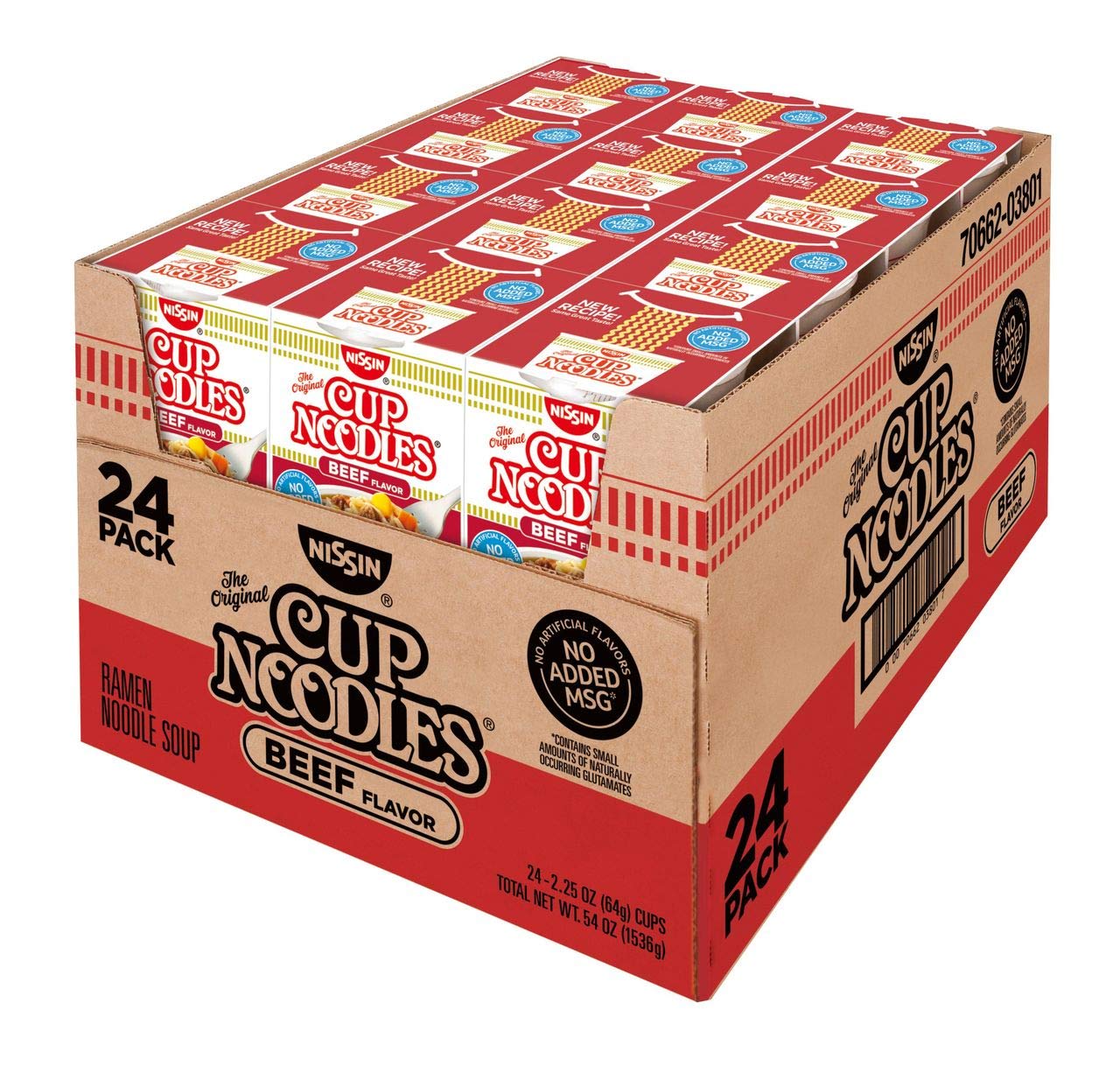 Nissin Hot Producto de la sopa Nissin Cup con sabor a carne de fideos, 2 paquetes de 24.2.25 oz. Descuento de negocios